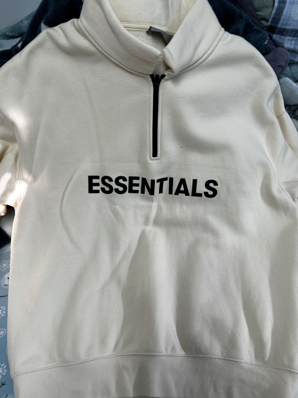 image of Essentials Half-Zip Sweatshirt Cream Butter, Men's (Size Small)