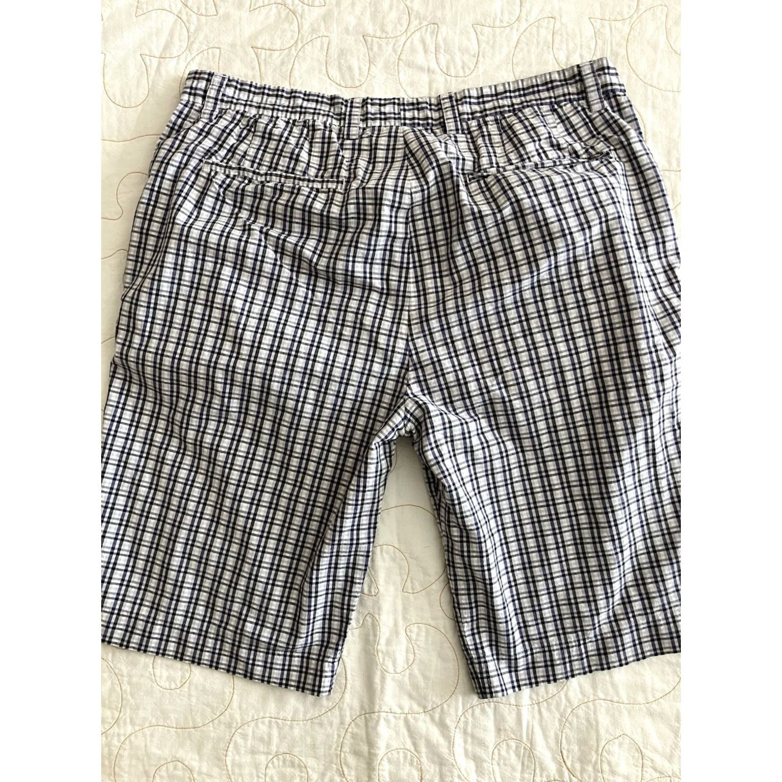 Saks Fifth Avenue Saks Fifth Avenue Threads Shorts Mens 32 Blue Plaid Flat Front Cotton Golf Casual Chino Pocketed Summer VINTAGE? Size US 32 / EU 48 - 3 Thumbnail