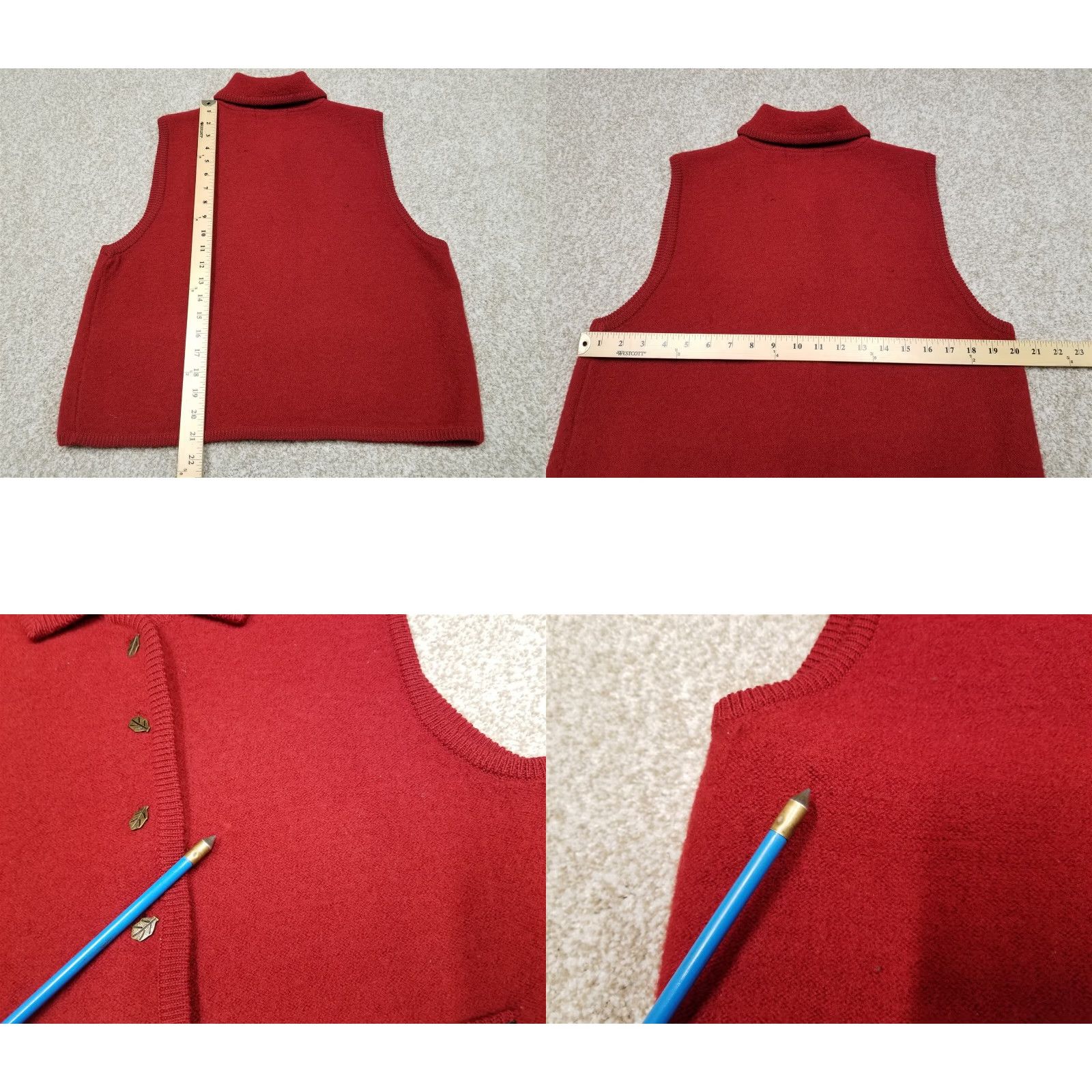 Vintage VINTAGE Woolrich Vest Womens M Red 100% Wool Metal Leaf Buttons Hong Kong Size M / US 6-8 / IT 42-44 - 8 Thumbnail