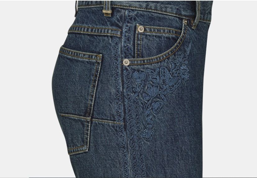 Dior o1w1db10225 412P36A3 Embroidered Fitted Jeans in Blue Size 30" / US 8 / IT 44 - 3 Thumbnail