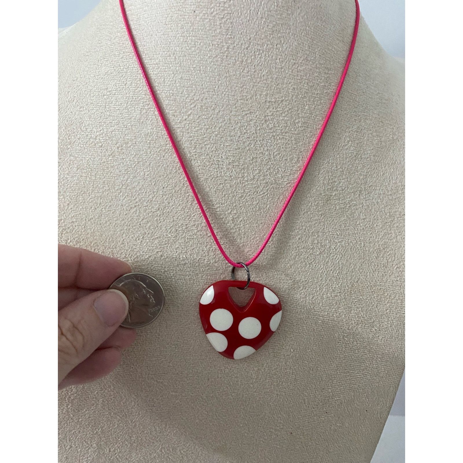 Handmade Polka dot pendant necklace Upcycled Size ONE SIZE - 2 Thumbnail