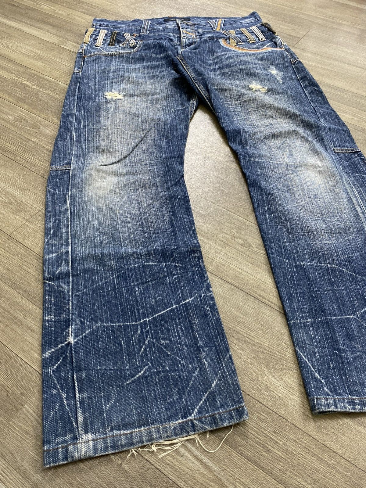 Japanese Brand 2000s Japanese Double Waist Distressed Punk Lgb Jeans Y2K Size US 33 - 4 Thumbnail