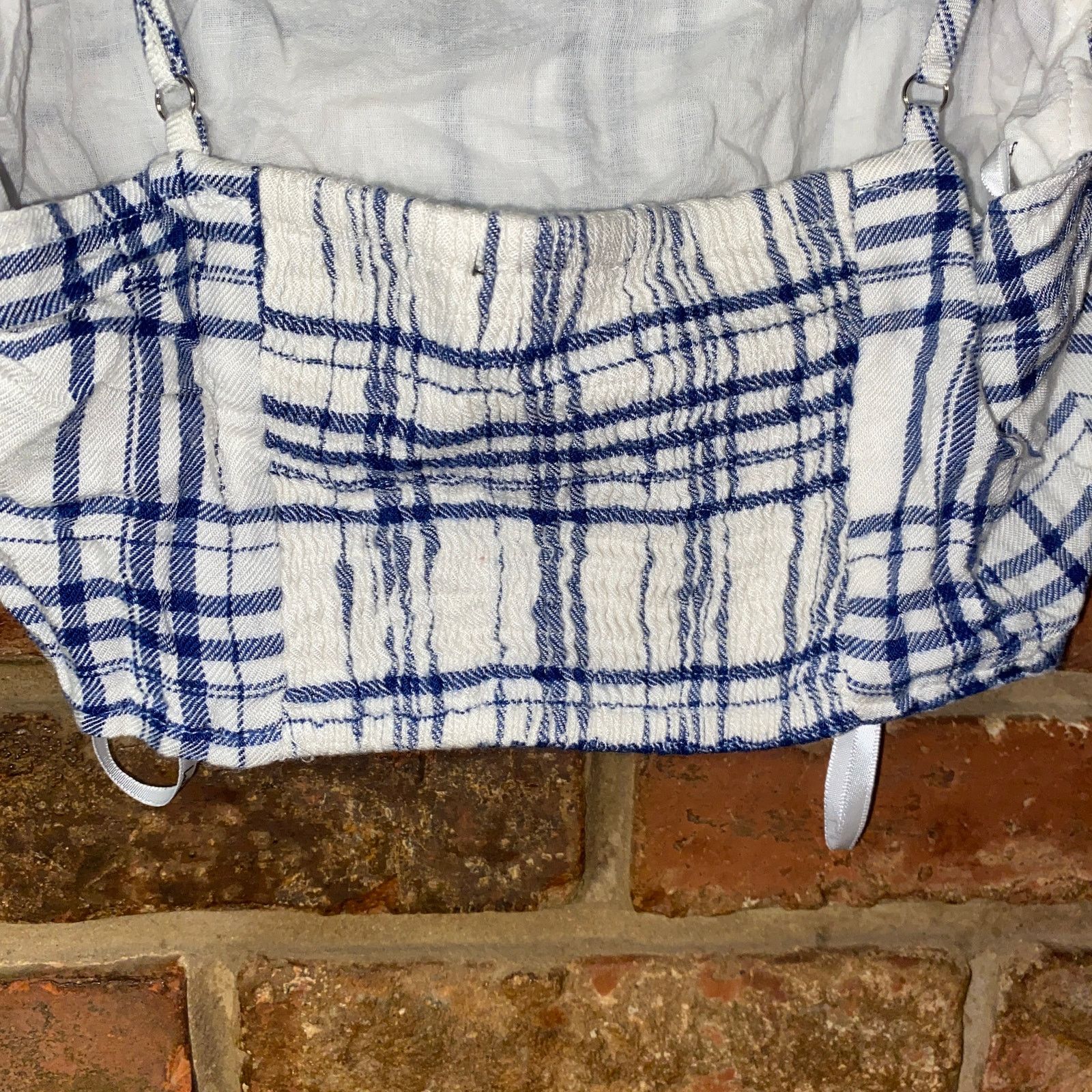 Lulus Lulus Warm Welcome Blue White Plaid Crop Tank Top Small Size S / US 4 / IT 40 - 8 Thumbnail