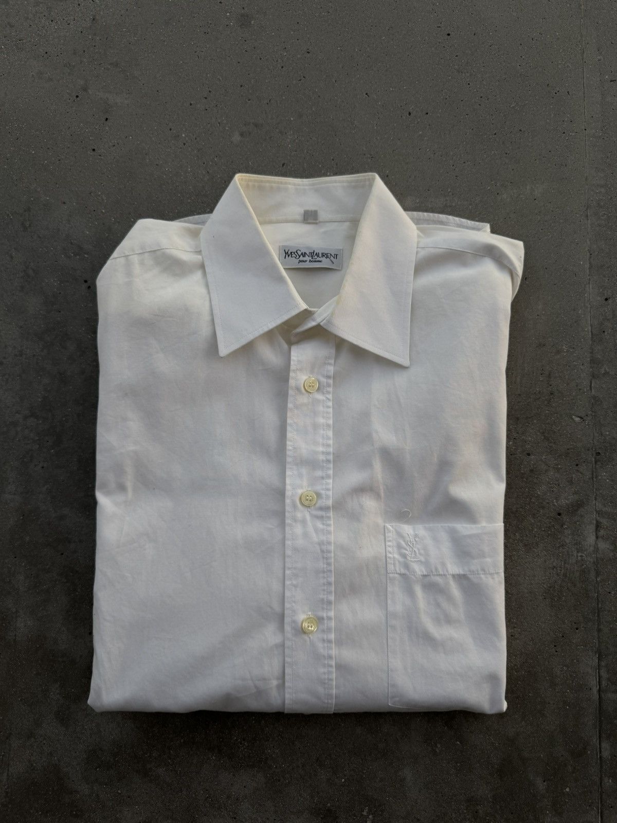 Yves Saint Laurent Vintage YSL SLP Saint Laurent Paris Small logo white Shirt Size US XL / EU 56 / 4 - 1 Thumbnail