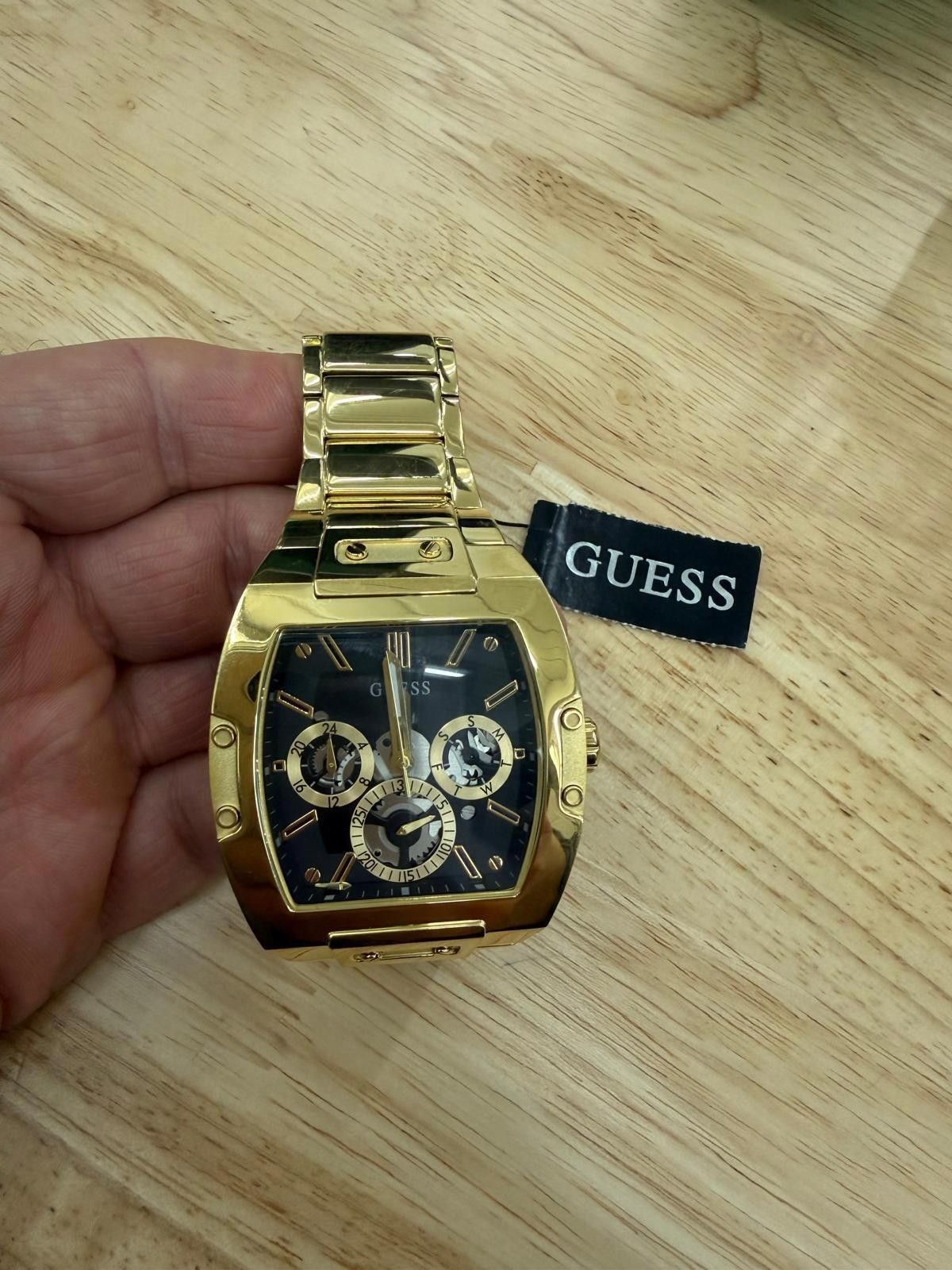 Guess GUESS Men's Phoenix 43mm Gold Tone Black Dial Quartz Watch Size ONE SIZE - 7 Thumbnail