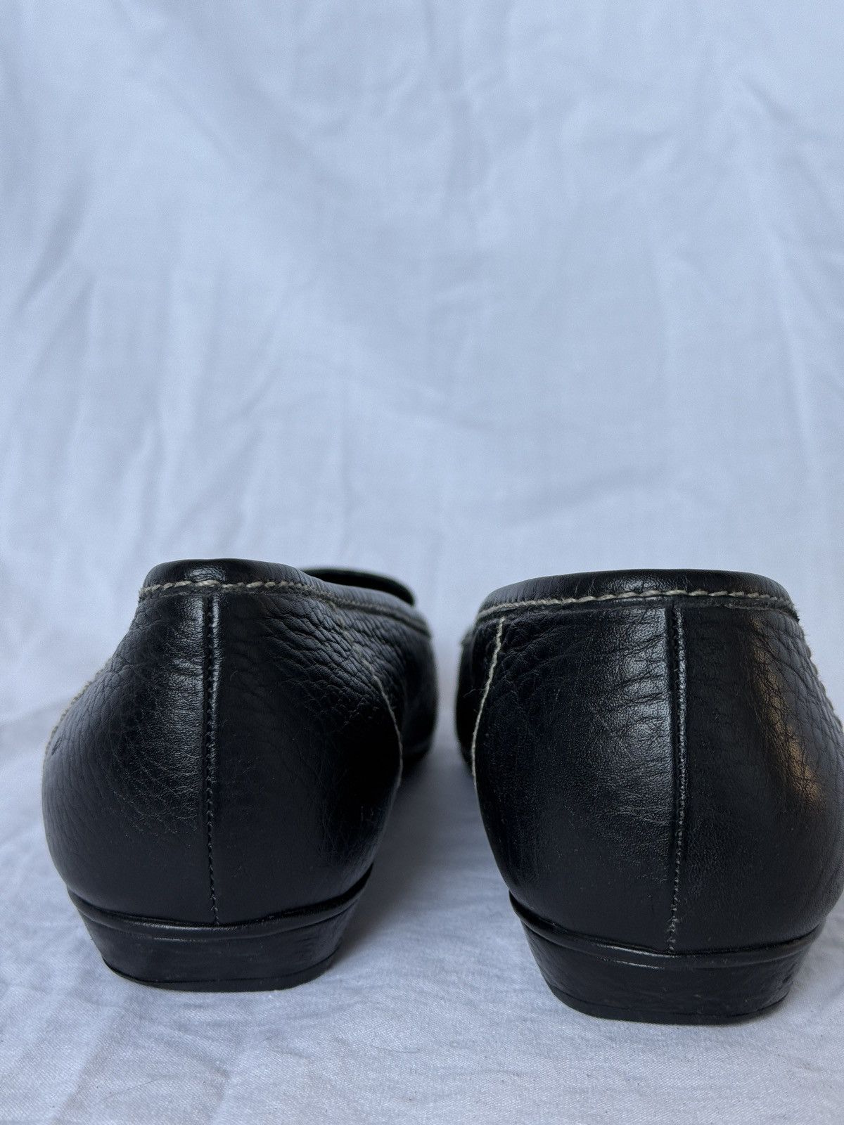 Prada Prada Vintage Black Leather Metal Logo Pointed Toe Flats Size US 7.5 / IT 37.5 - 6 Thumbnail