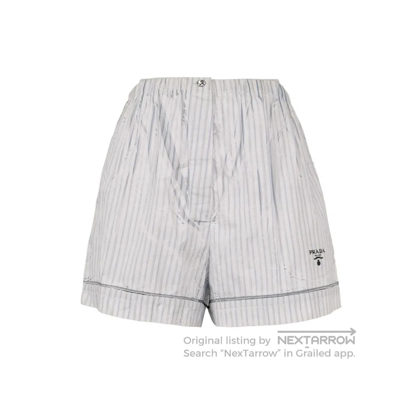 Prada Striped Logo Cotton Shorts for Women .