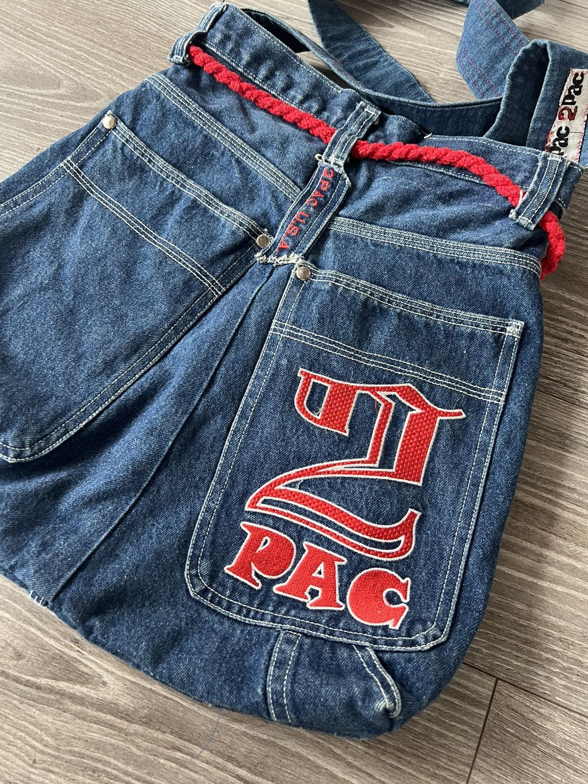 Affliction × Handmade ‼️Vintage Handmade Avant Garde 2Pac Denim Big Logo Sling Bag‼️ Size ONE SIZE - 20 Thumbnail