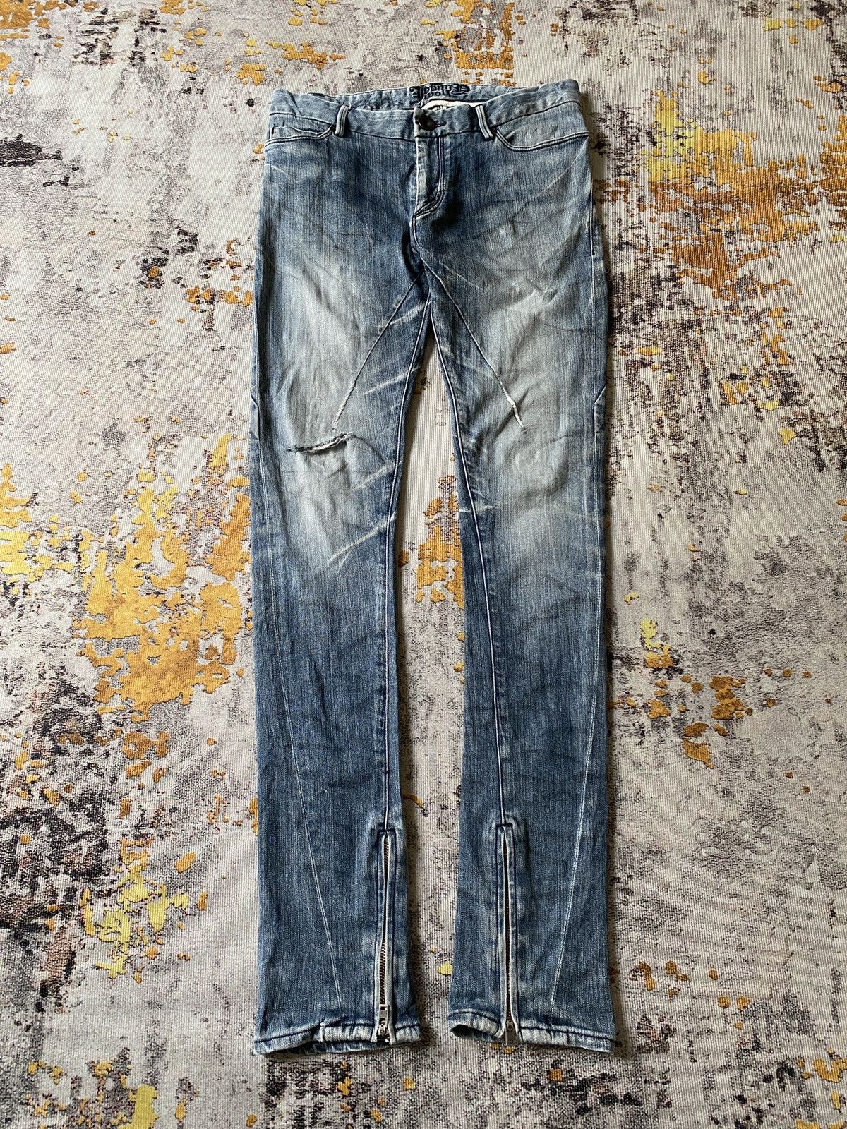 Japanese Brand Johnny Wolf Faded Blue Distressed Rick Owens Style Jeans Size US 30 / EU 46 - 4 Thumbnail