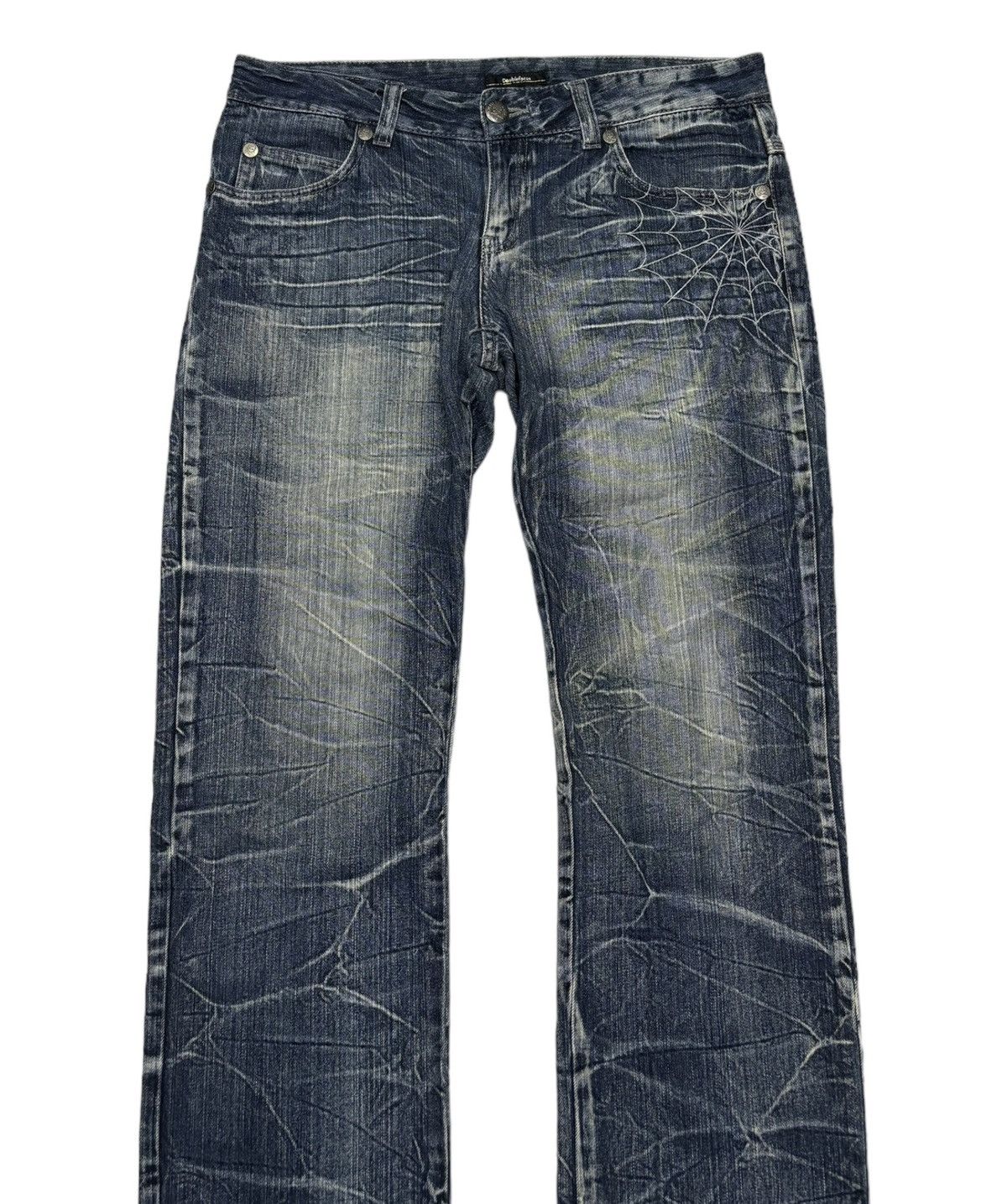 Le Grande Bleu (L.G.B.) 🔥SKULL BONES SPIDERWEB DENIM JEANS DOUBLE FOCUS Size US 35 - 7 Thumbnail