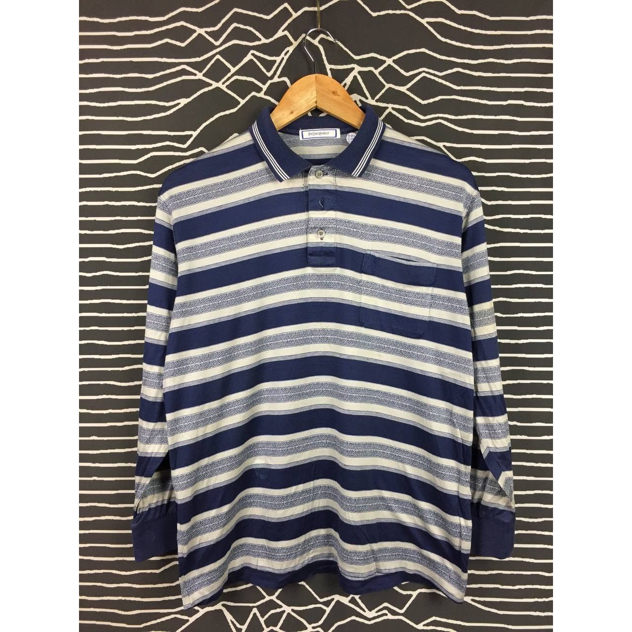 Vtg YSL Yves Saint Laurent Pocket Longsleeve Polo Tee