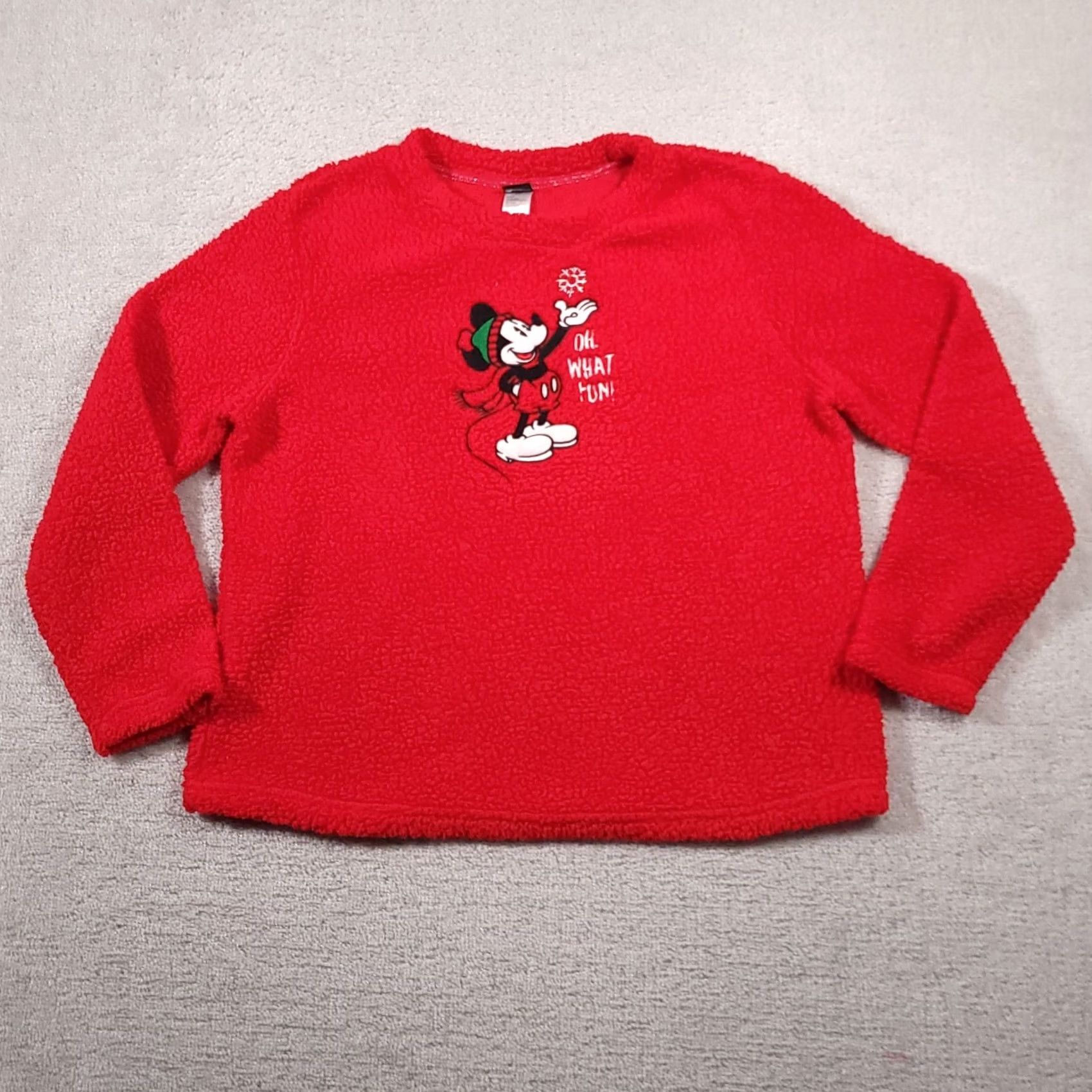 Disney Disney Mickey Mouse Sleepwear Sherpa Shirt - Red - Women's Large 12-14 - Pajama Top - Disney Wall-Era Cartoon Christmas Theme Size L / US 10 / IT 46 - 2 Thumbnail
