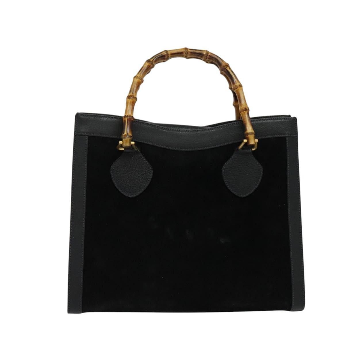 Gucci GUCCI Bamboo Hand Bag Suede Black Gold 002 1095 002 1095 Size ONE SIZE - 2 Thumbnail
