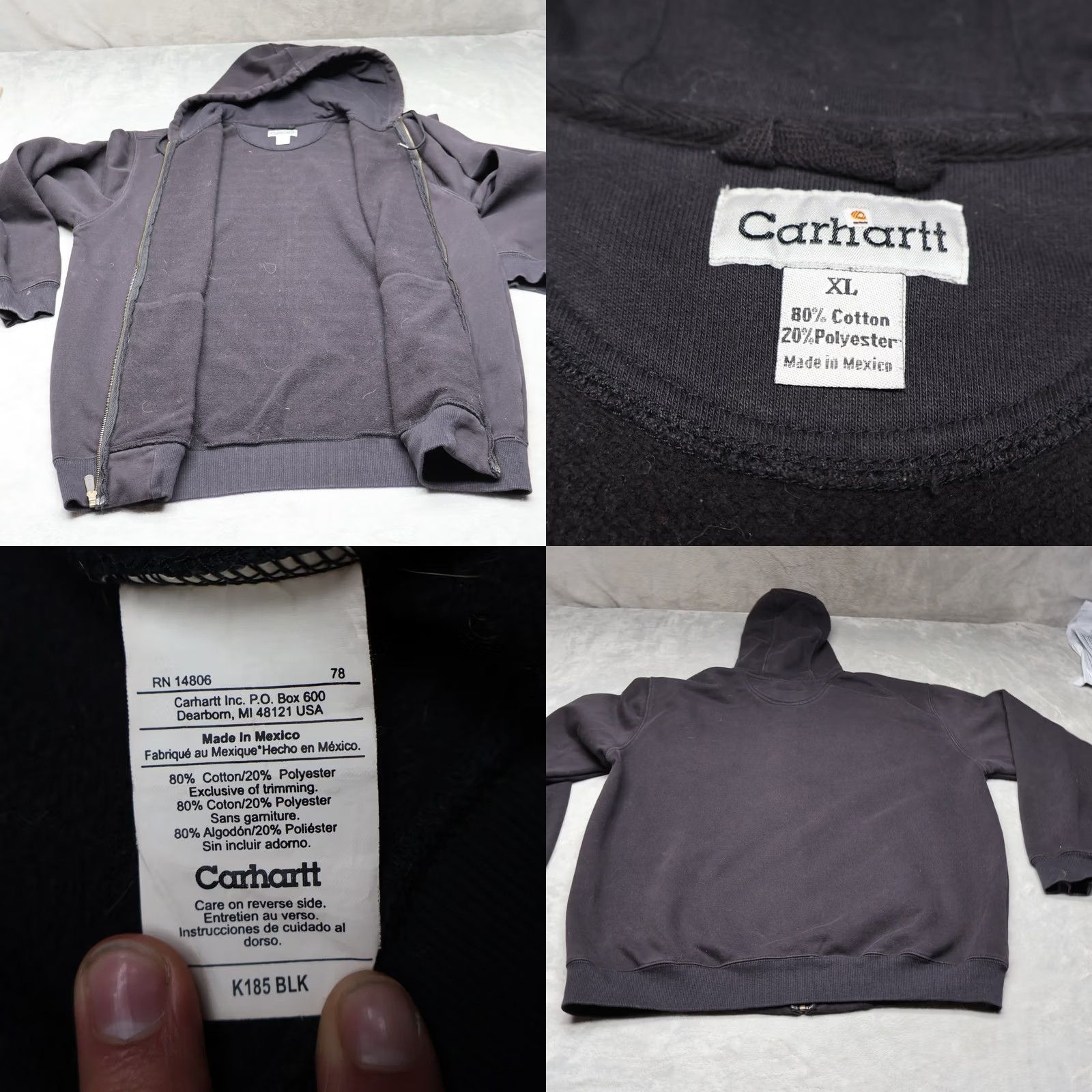 Carhartt Carhartt Hoodie Mens XL Black Heavy Weight Full Zip Work Sweatshirt Fleece Lined Size US XL / EU 56 / 4 - 8 Thumbnail