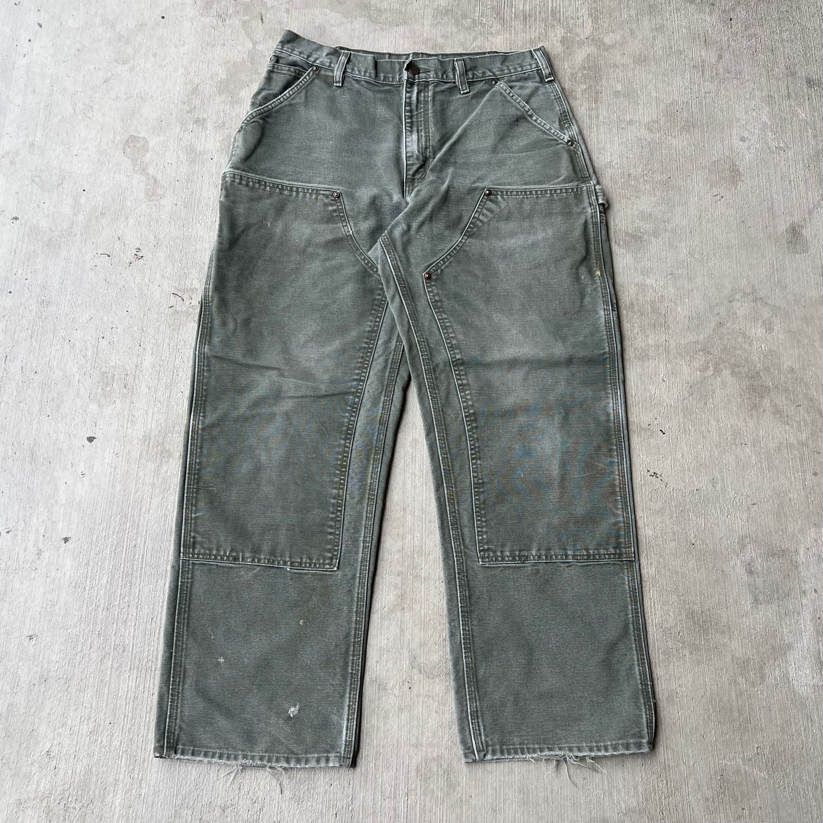 Carhartt faded green double knee work wear carpenter pants