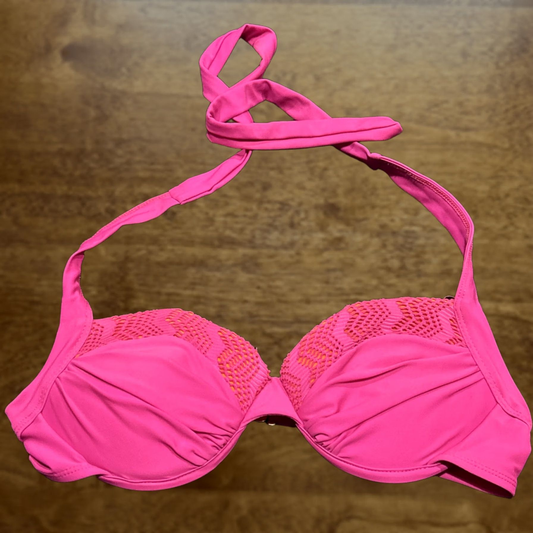 Pinko Mudd Halter Bikini Top Pink Lace Up Padded Size M Women’s Size M / US 6-8 / IT 42-44 - 1 Thumbnail