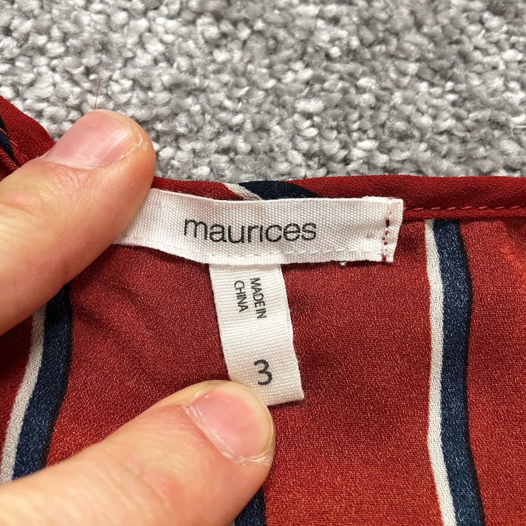 Vintage Maurices Blouse Shirt Womens 3 Red Striped V-Neck Long Sleeve Tunic Casual Top Size XS / US 0-2 / IT 36-38 - 5 Thumbnail