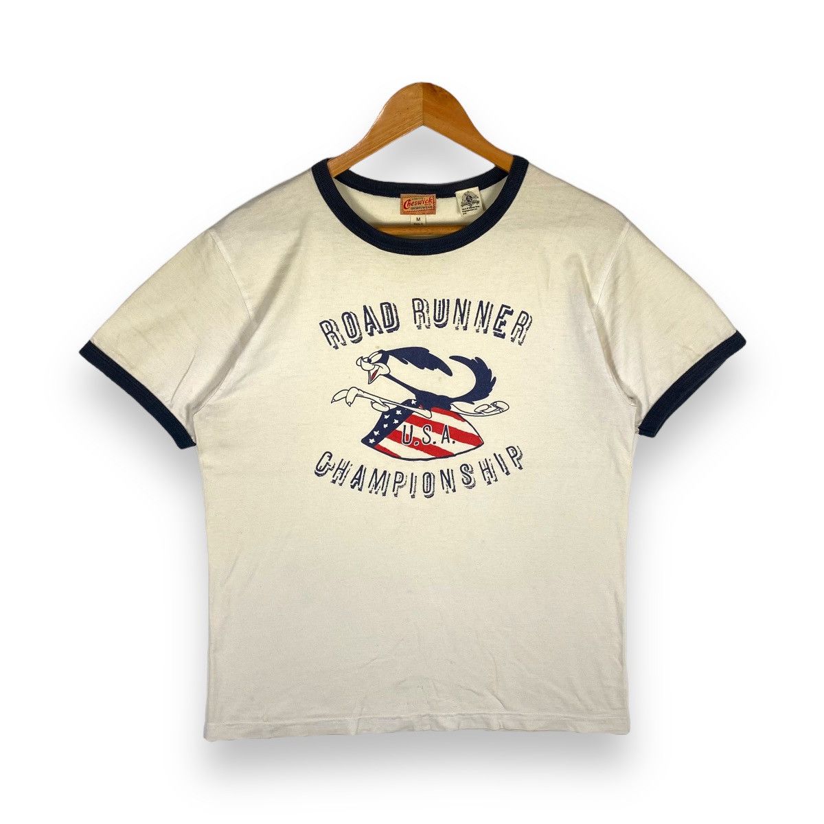 image of Cartoon Network x Toyo Enterprises Cheswick Sportswear Road Runner Championship Ringer Tee in White