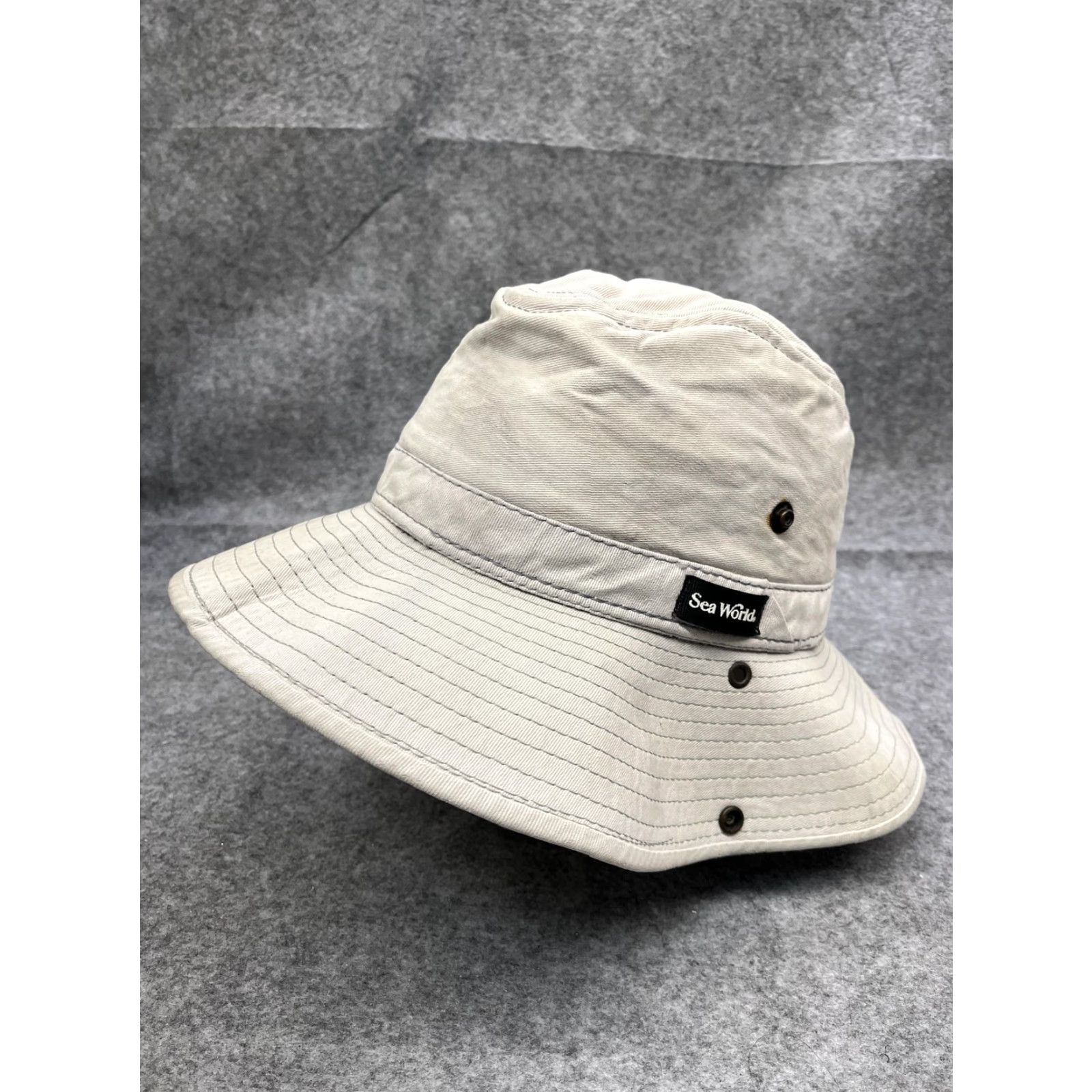 Vintage Sea World Mens Boonie Hat Wide Brim Beige Outdoor Summer Casual Travel Twill 7 1/4 M Hat Size ONE SIZE - 4 Thumbnail