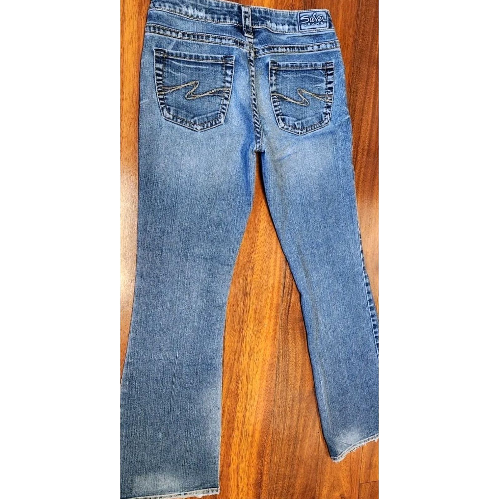 Silver Jeans Co. SILVER Jeans Womens Boot Cut Jeans 28x33 Aiko Blue Denim 5-Pocket Relief Cowboy Western Mid Rise Regular Size 28" / US 6 / IT 42 - 3 Thumbnail