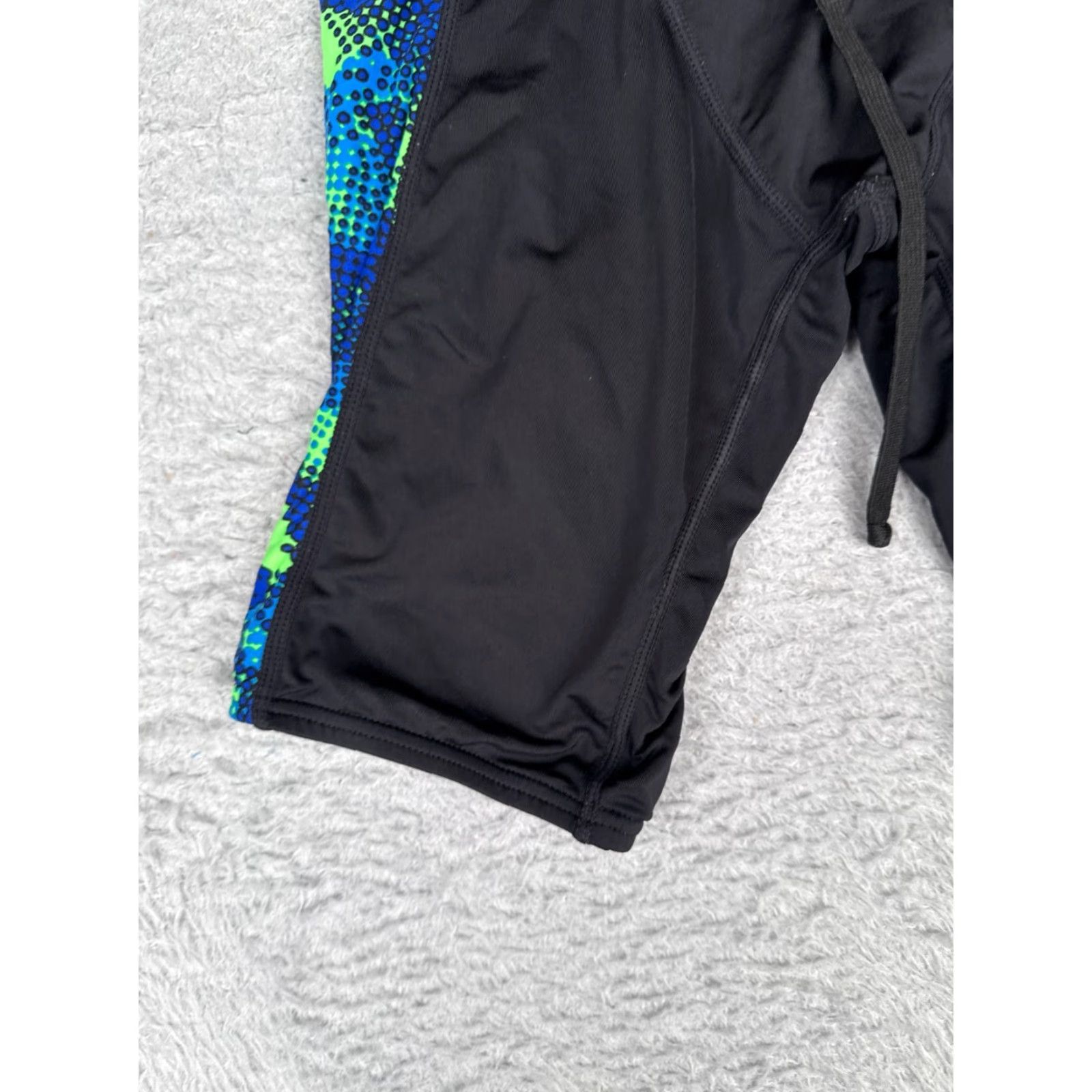Vintage TYR Mens Jammer Swim Bottom 28 Blue Green Black - Competition Training Quick Dry Lightweight Lined Elastic Waist Polyester Spandex Size US 28 / EU 44 - 3 Thumbnail