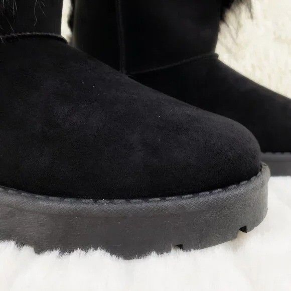 Other Chi Chi Black White Faux Fur Thick Lined Winter Boots (US Sh Size US 11 / IT 41 - 6 Thumbnail