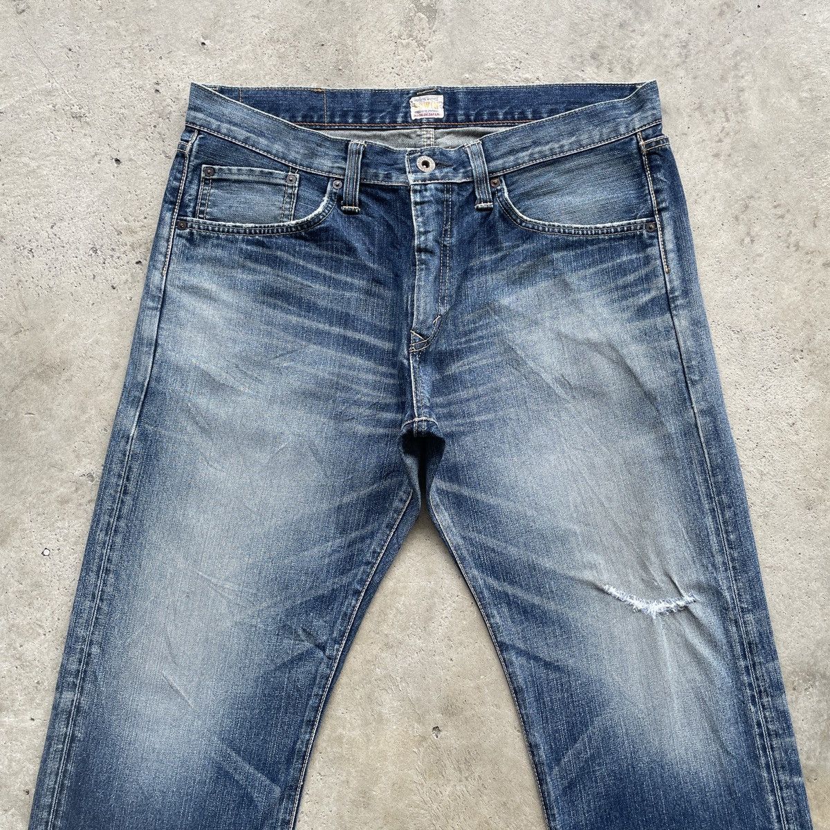 Japanese Brand Vintage Edwin Baggy Jeans Faded Denim Pants W37x30 Size US 37 - 3 Thumbnail