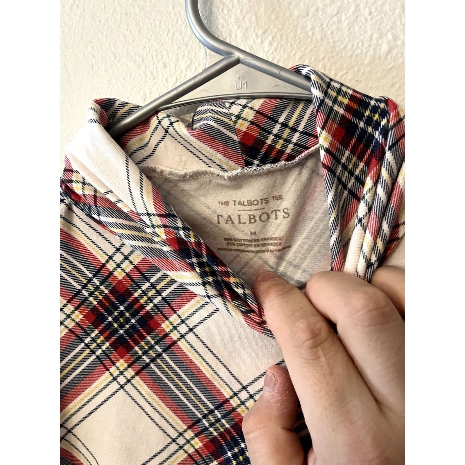 Talbots Talbots Top Womens M Multicolor Plaid Turtleneck T-Shirt Long Sleeve Casual Pullover Knit Cotton Blend Regular Size M / US 6-8 / IT 42-44 - 3 Thumbnail