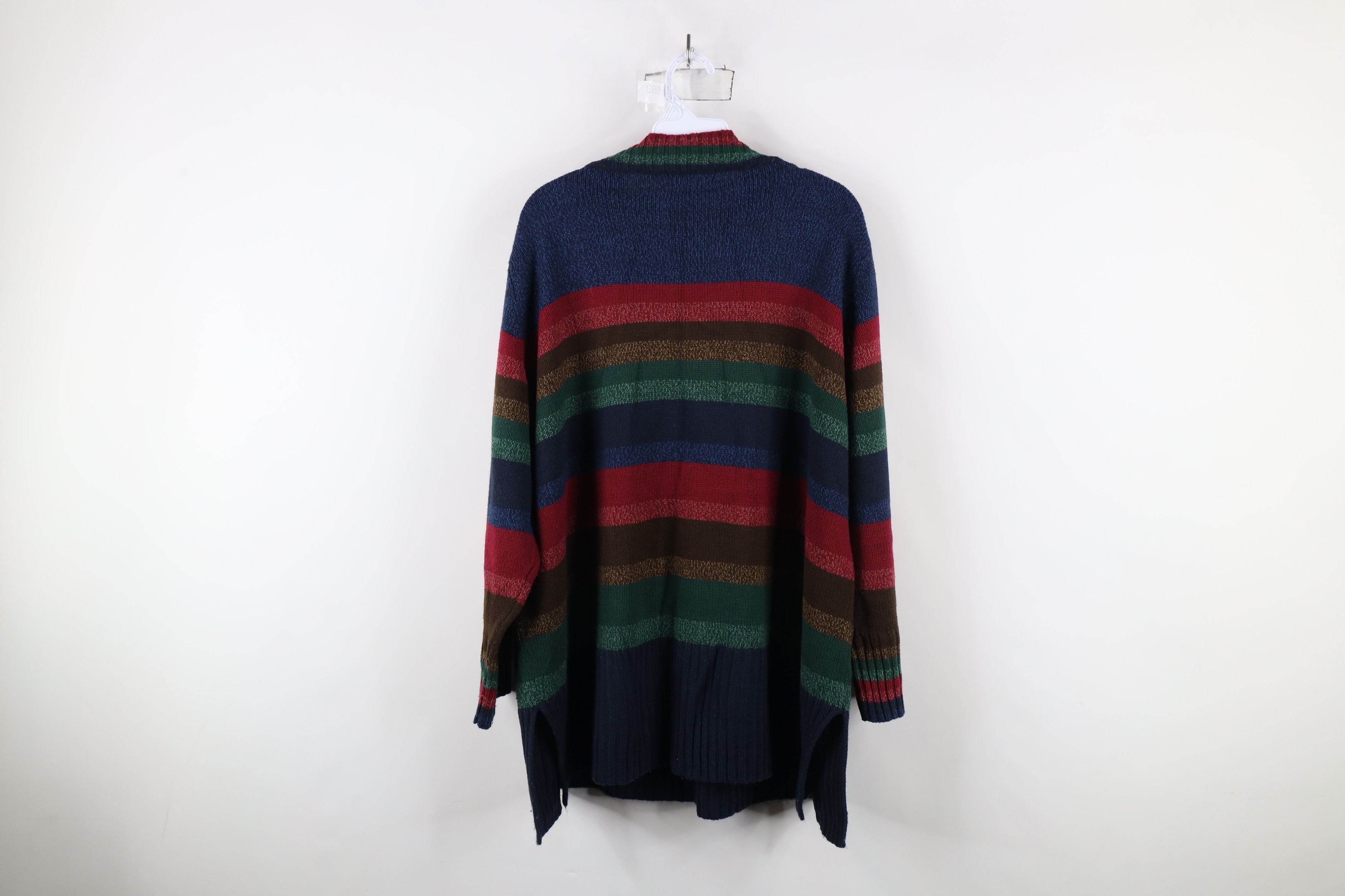 Vintage Vintage 90s Streetwear Rainbow Striped Mock Neck Sweater Size 3XL / US 20-22 - 7 Thumbnail