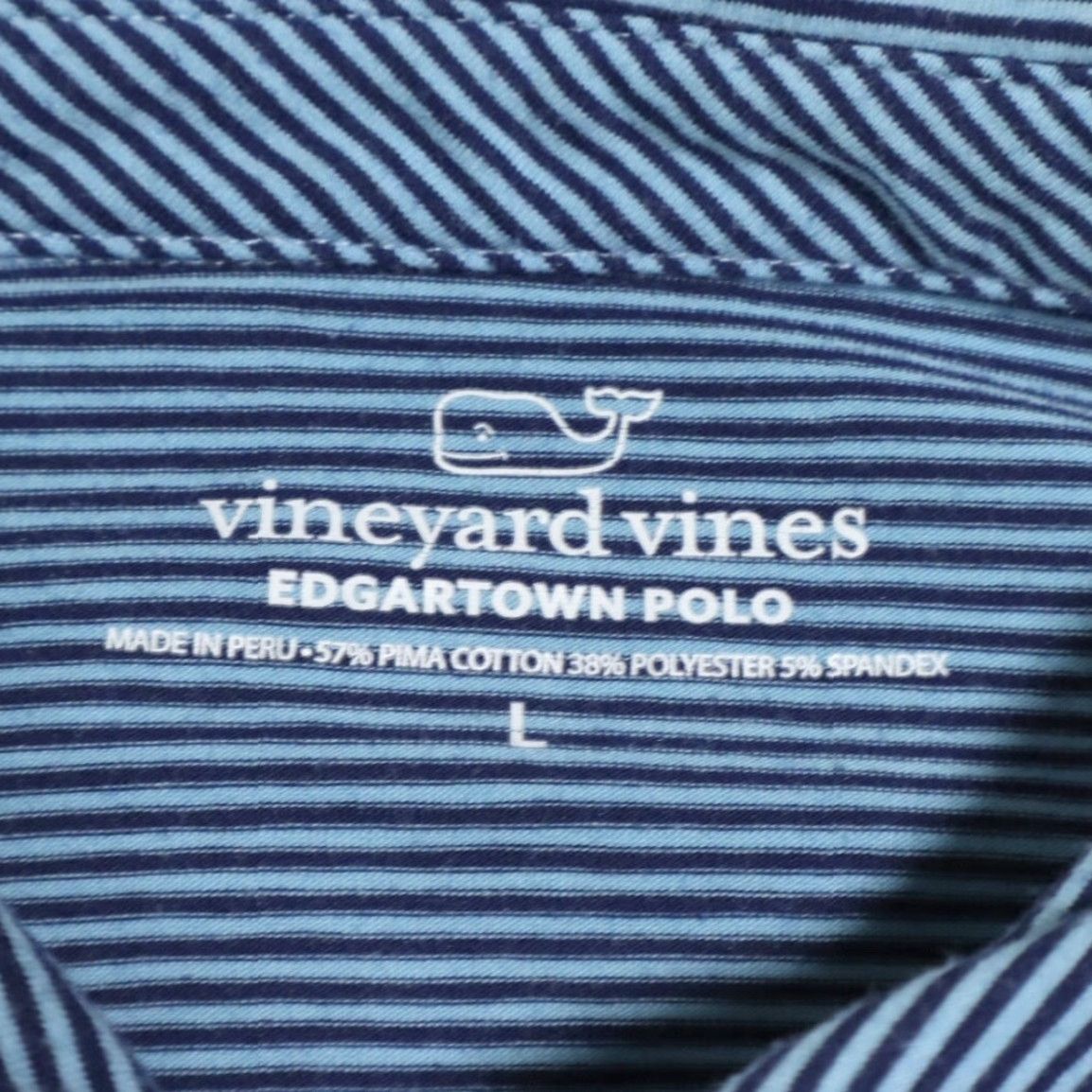 Vineyard Vines VINTAGE Vineyard Vines Edgartown Stretch Cotton Blend Striped Polo Shirt Blue Men's L Size US L / EU 52-54 / 3 - 5 Thumbnail