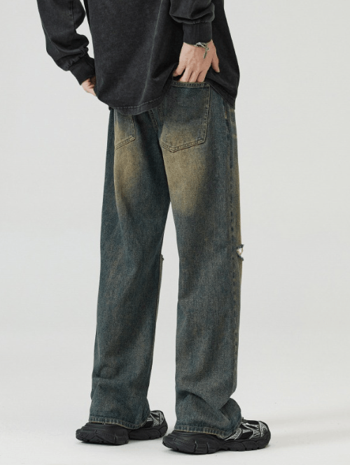 Japanese Brand × Jean American street distressed washed straight ripped jeans Size US 32 / EU 48 - 5 Thumbnail