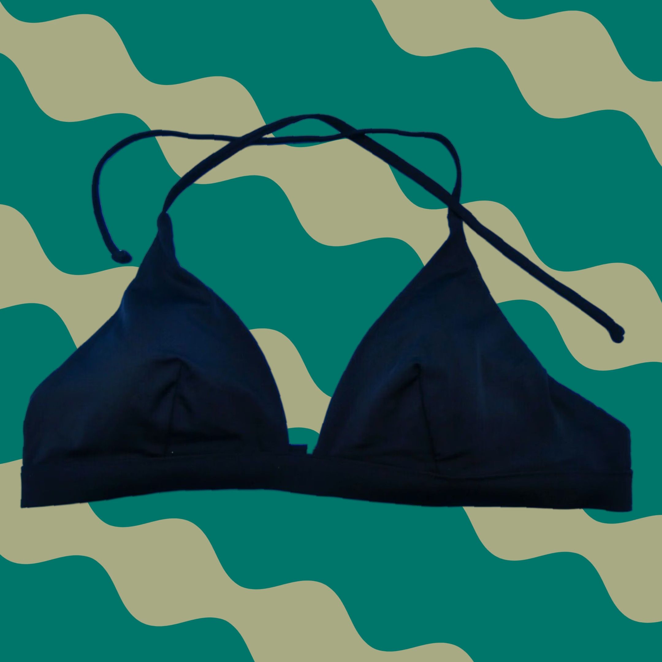 Victoria's Secret Black Triangle Bikini Top XL Halter Push-Up Beach Swimwear DD Cup Women