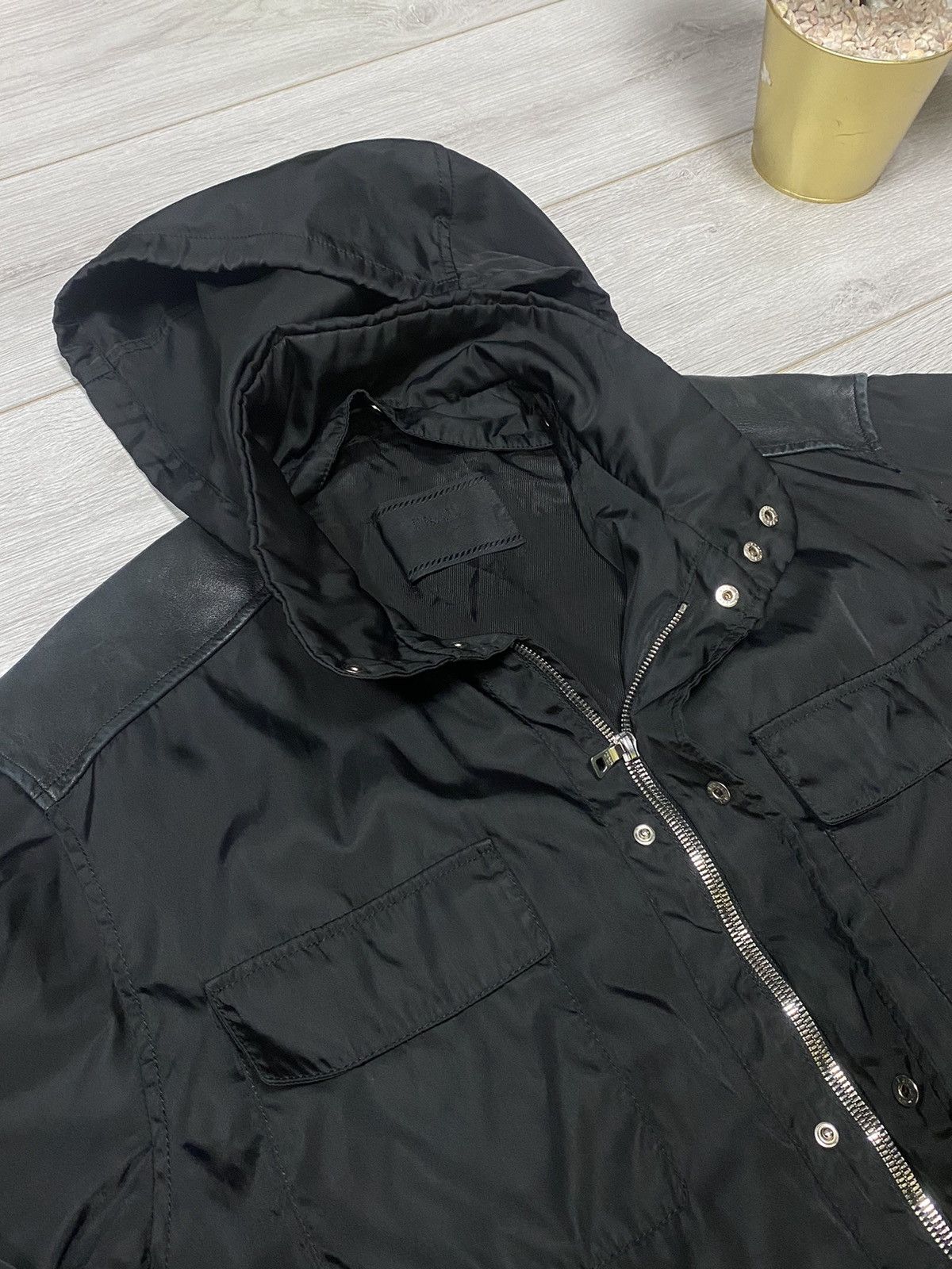 Prada Prada vintage nylon leather jacket hooded Size US L / EU 52-54 / 3 - 16 Thumbnail