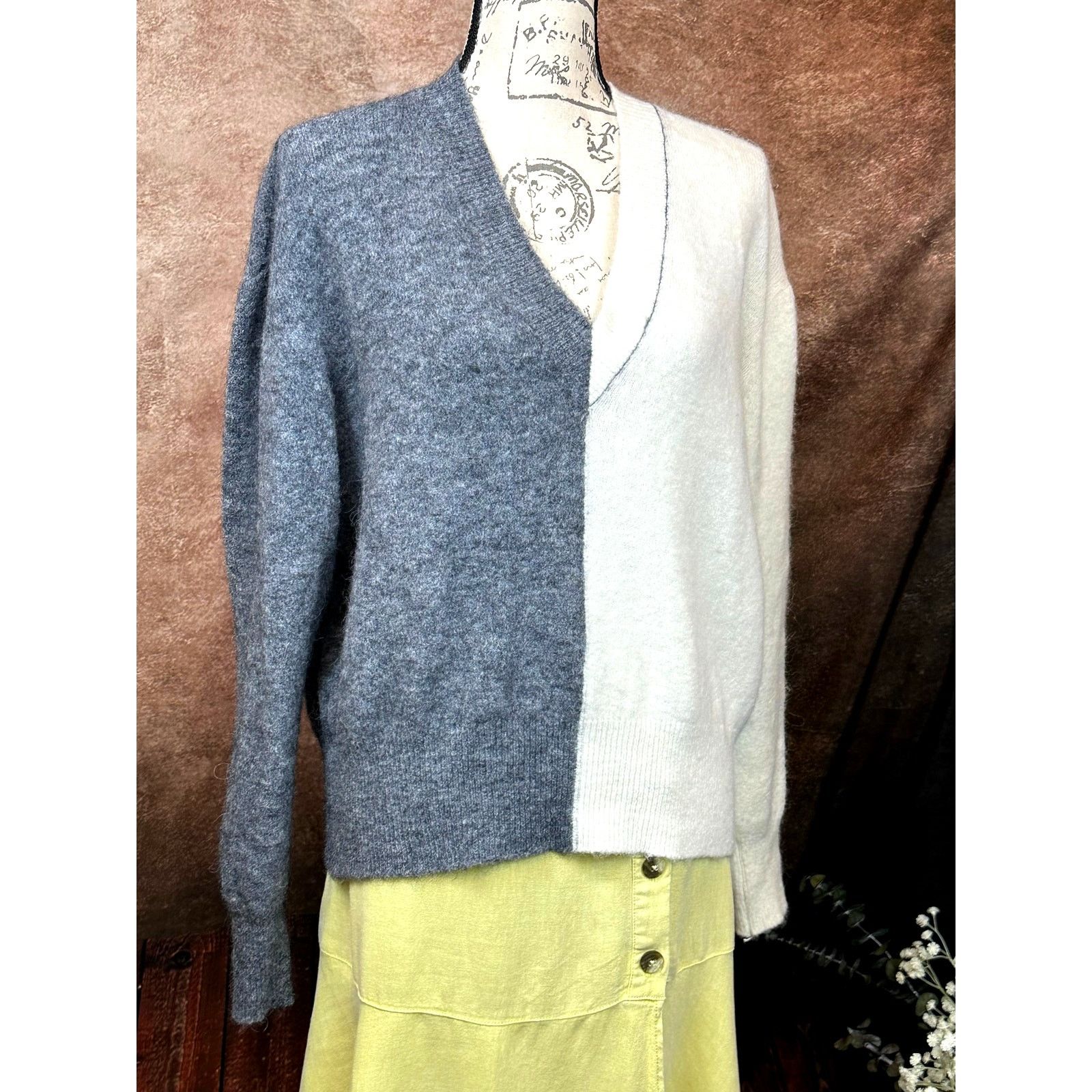 Other V Neck Sweater Two Tone Alpaka Bartolini Made in Italy L Size L / US 10 / IT 46 - 6 Thumbnail