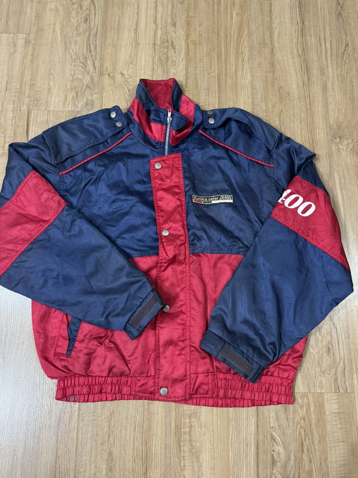 VINTAGE KONICA SPELLOUT BOMBER JACKET