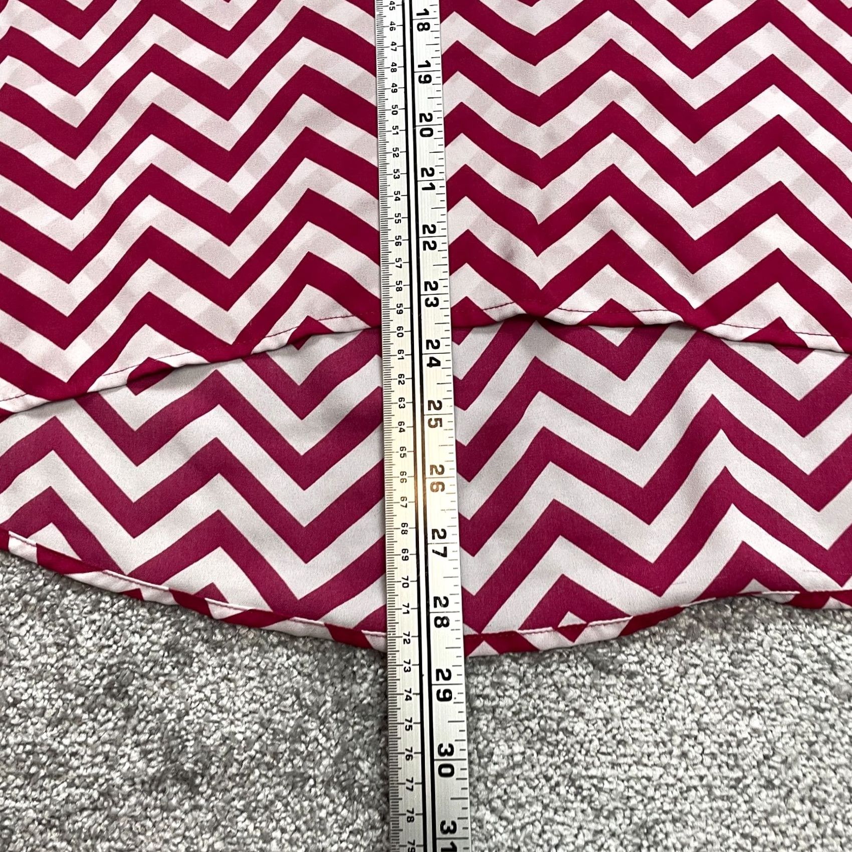 Pinko Kiara Blouse Top Womens XL Pink Red White Zig Zag Striped Roll Tab Long Sleeve Size XL / US 12-14 / IT 48-50 - 7 Thumbnail