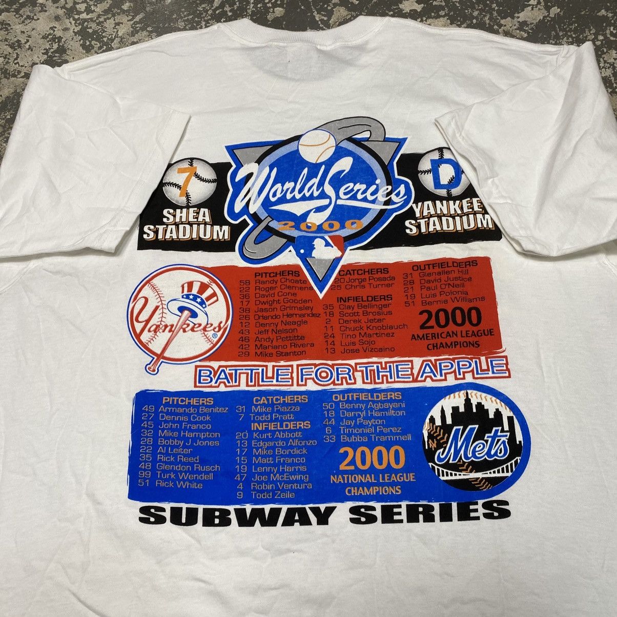 MLB × New York Yankees × Vintage Vintage Subway World Series 2000 Yankees Vs Mets NYC Tshirt Size US XXL / EU 58 / 5 - 7 Thumbnail