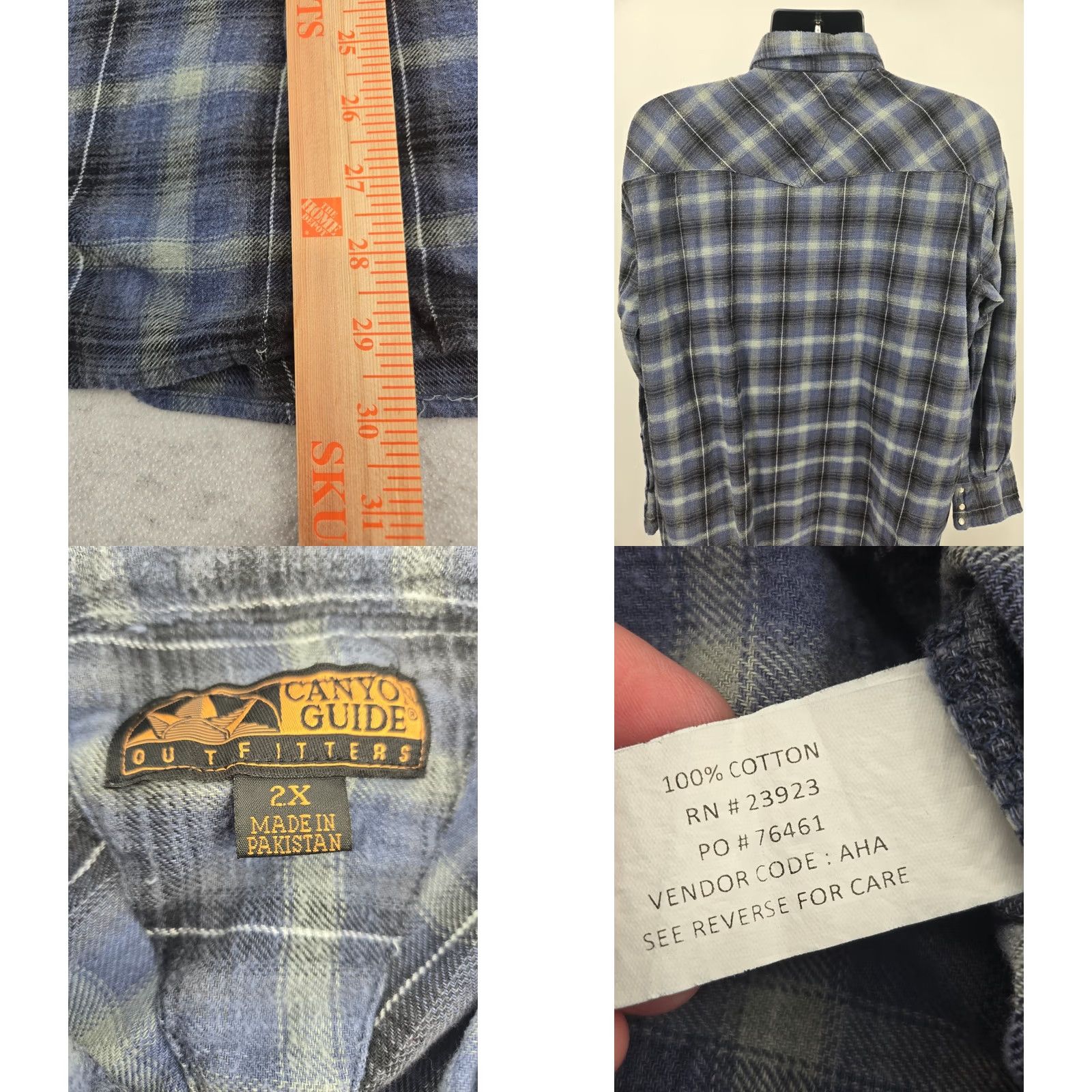 Vintage Canyon Guide Flannel Shirt 2XL Blue Plaid Pocket Button Outdoor Men XXL Size US XXL / EU 58 / 5 - 8 Thumbnail