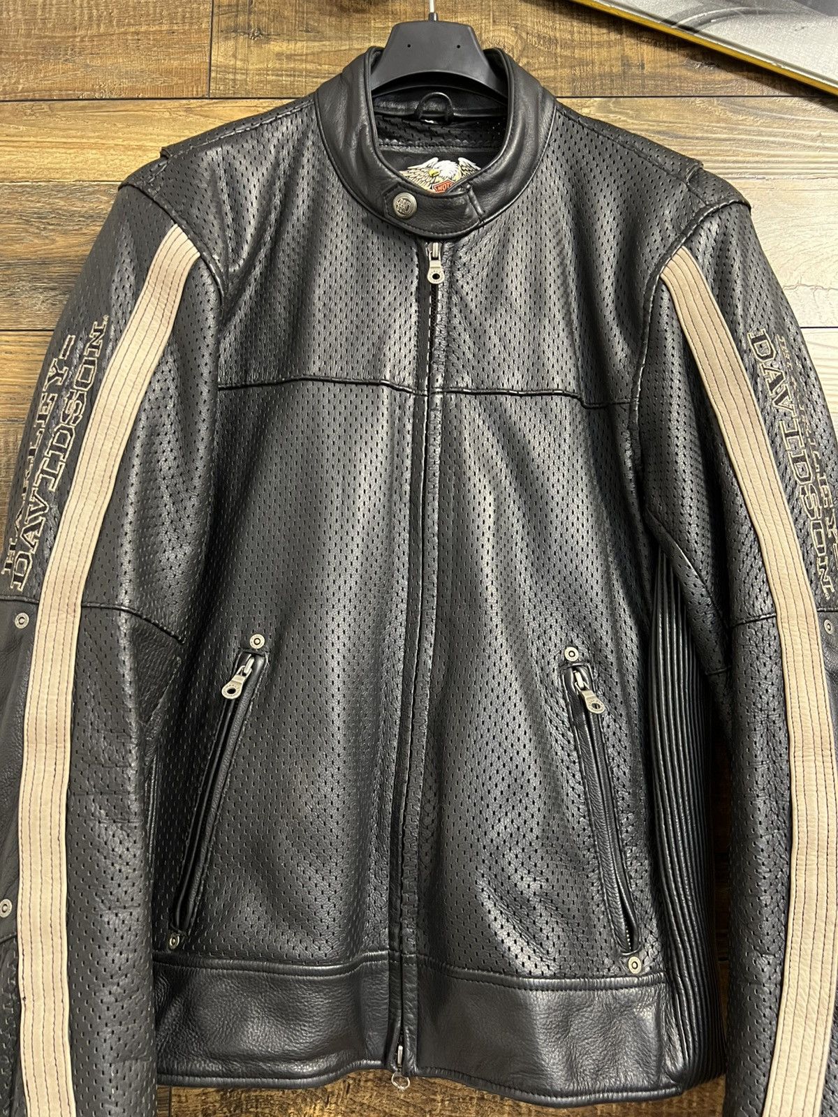 Harley Davidson HARLEY DAVIDSON Jacket Perforated Leather Bomber Racing Size US M / EU 48-50 / 2 - 7 Thumbnail