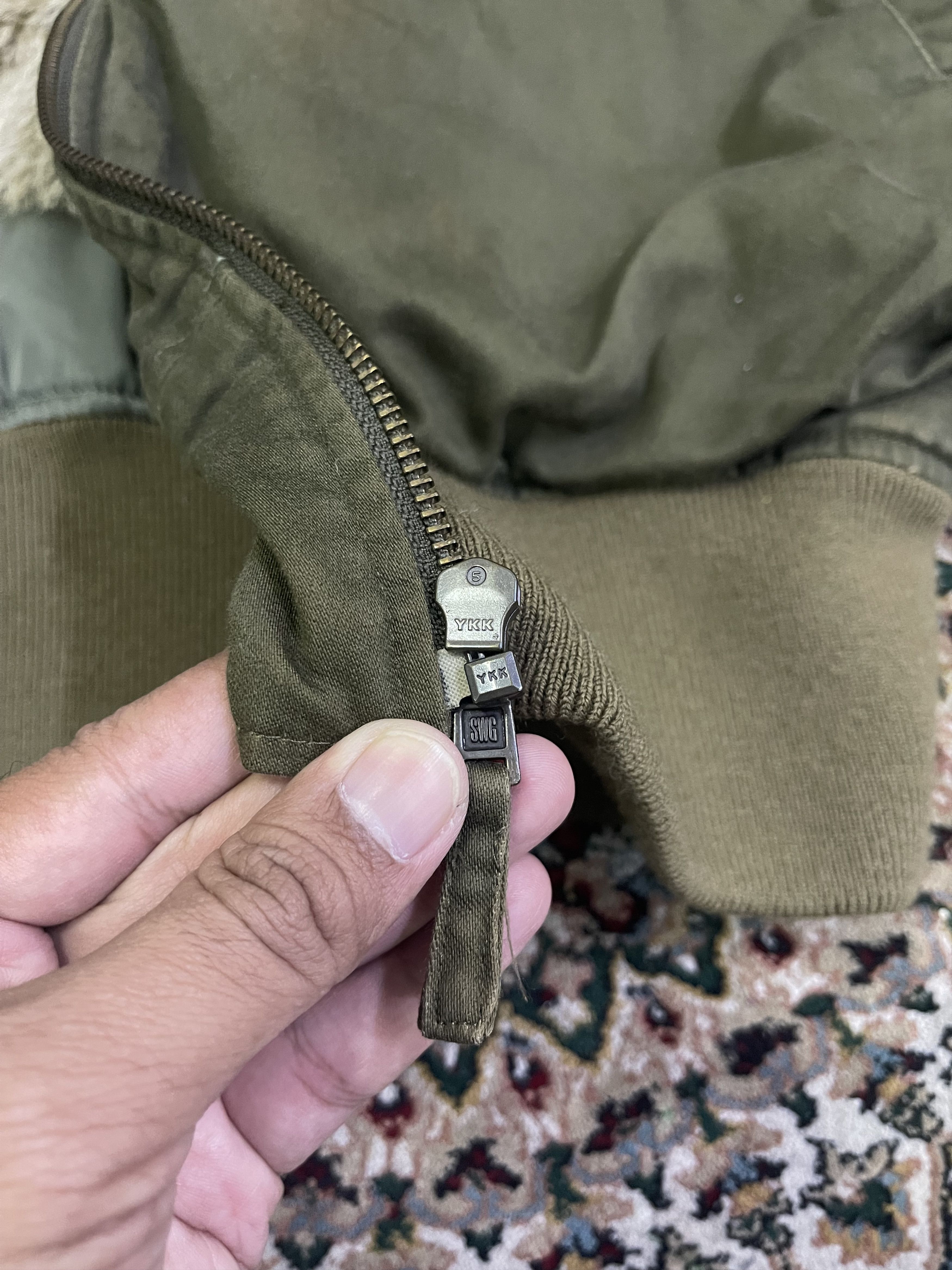 Swagger Swagger B-15 Bomber Sherpa Shearling Olive Flight Jacket Size US L / EU 52-54 / 3 - 14 Thumbnail