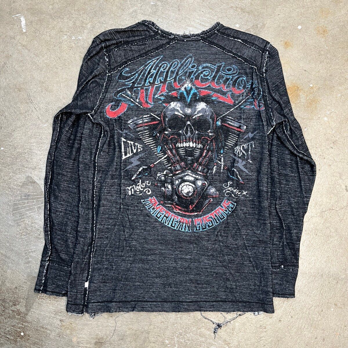 Vintage Affliction Thermal Reversible Skull Indian American Customs Size US L / EU 52-54 / 3 - 6 Thumbnail