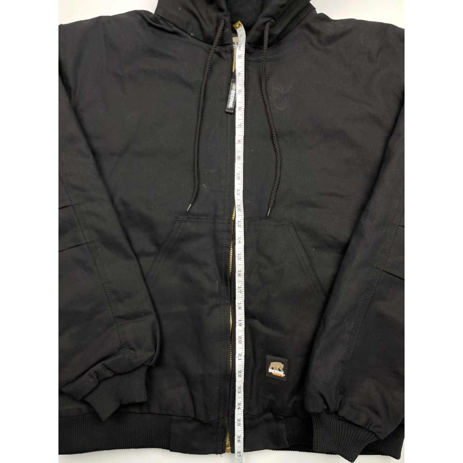 Vintage Berne Mens Sz L Jacket Black Duck Canvas Fleece Lined Hooded Work Farm Zip Cotton Blend USA Size US L / EU 52-54 / 3 - 8 Thumbnail