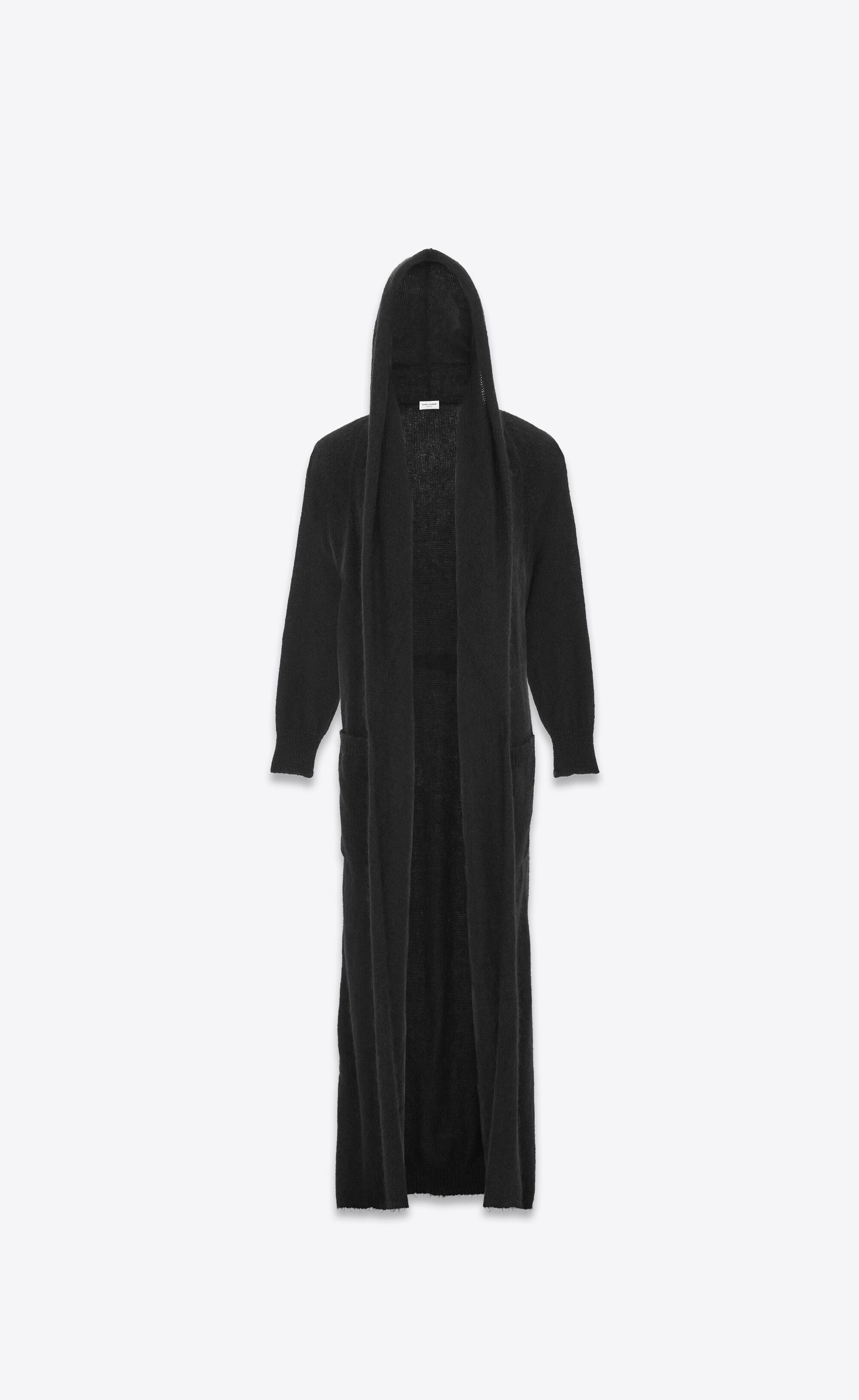 Saint Laurent Paris o1s1wg111224 Maxi Cardigan in Mohair in Black Size XXL / US 16-18 / IT 52-54 - 3 Thumbnail