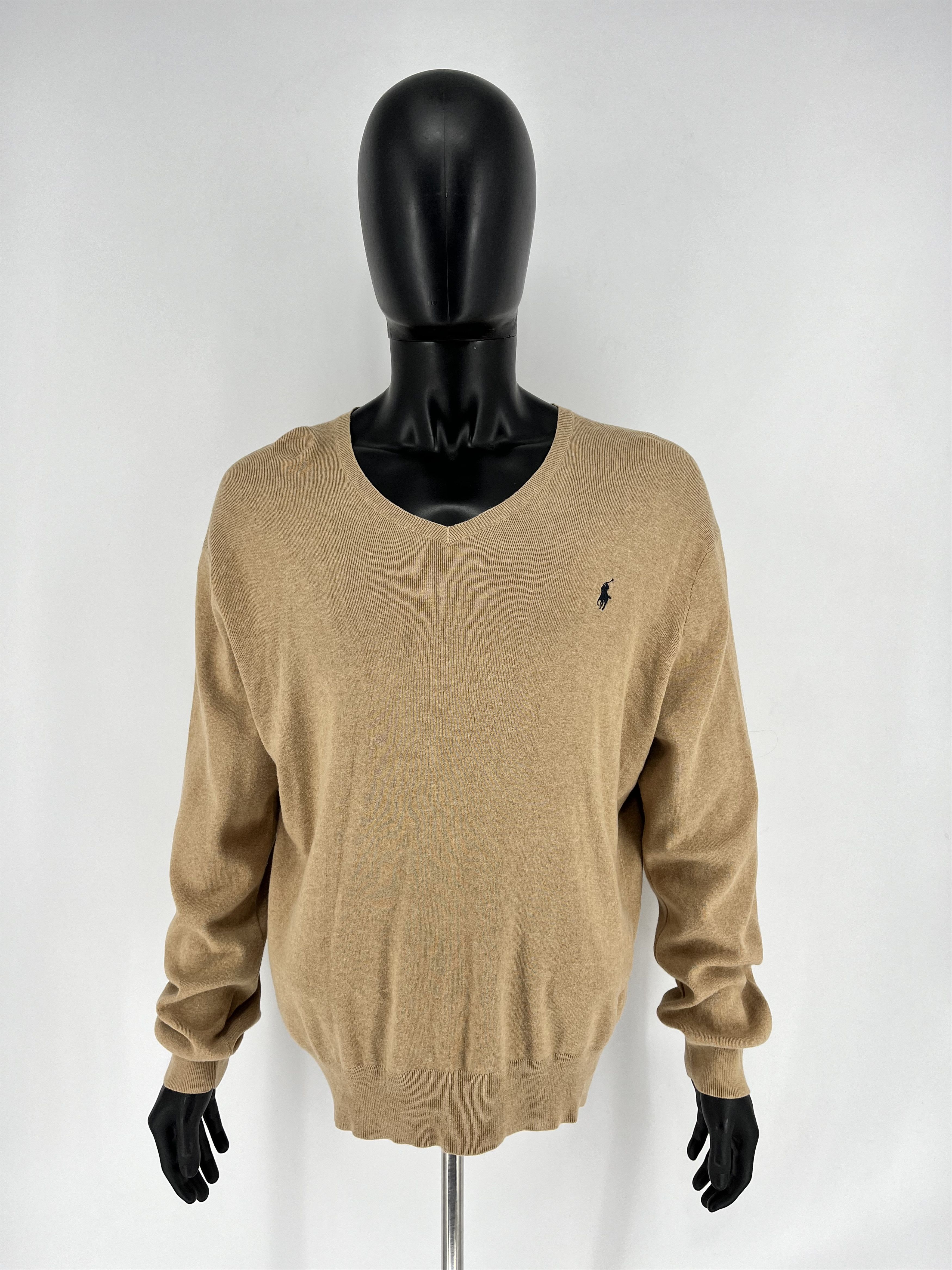 Polo Ralph Lauren Vintage Polo Ralph Lauren V-Neck Sweater 90s beige Size US XL / EU 56 / 4 - 3 Thumbnail