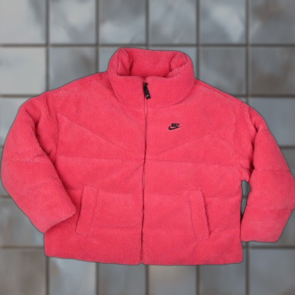 Nike Nike Jacket Womens 2X Pink Therma Fit Sherpa Down Insulated Full Zip Oversized Pockets Faux Fur Puffer Size XXL / US 16-18 / IT 52-54 - 1 Thumbnail