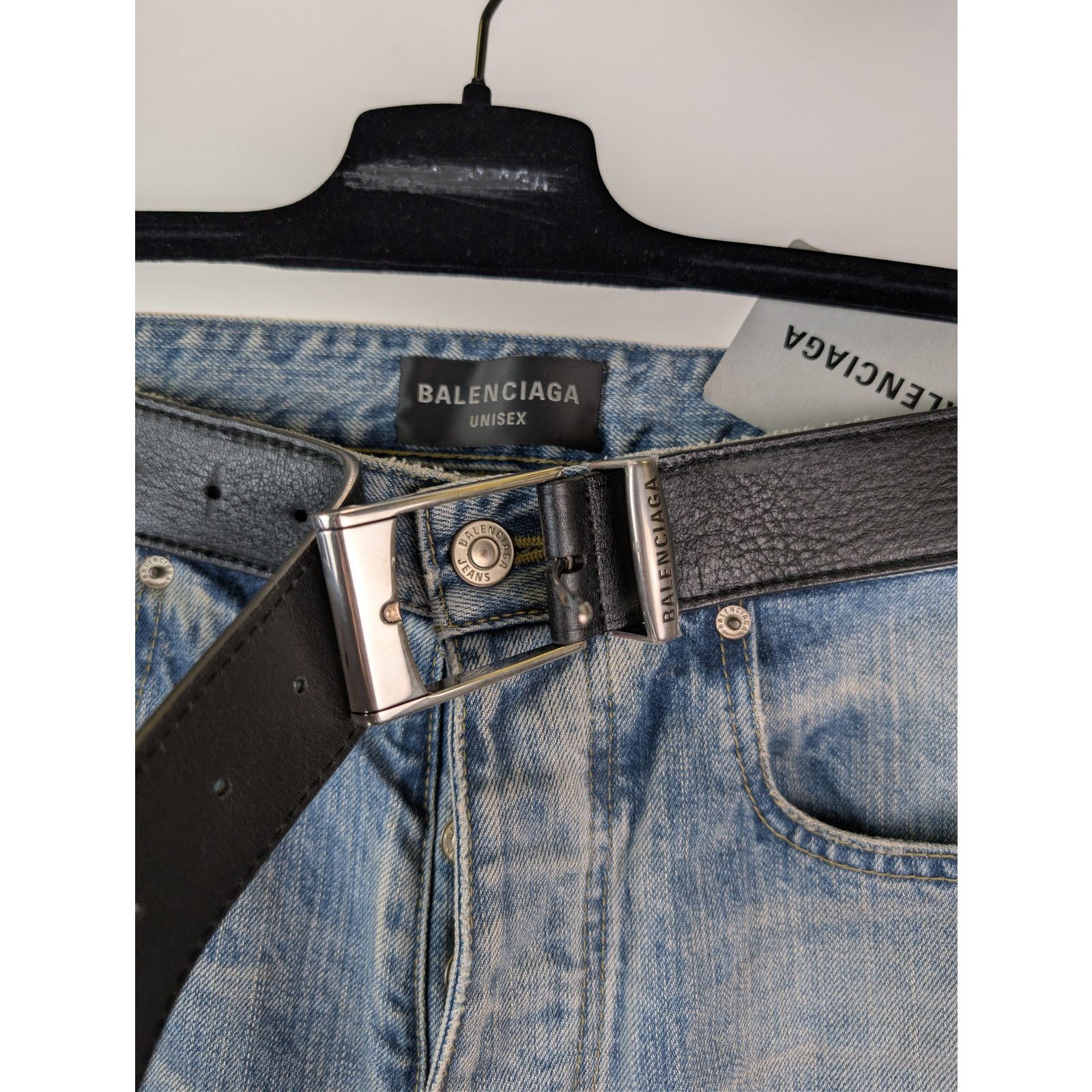 Balenciaga o1rshd1 Organic Selvedge Denim Integrated Belt Pants Size US 30 / EU 46 - 7 Thumbnail