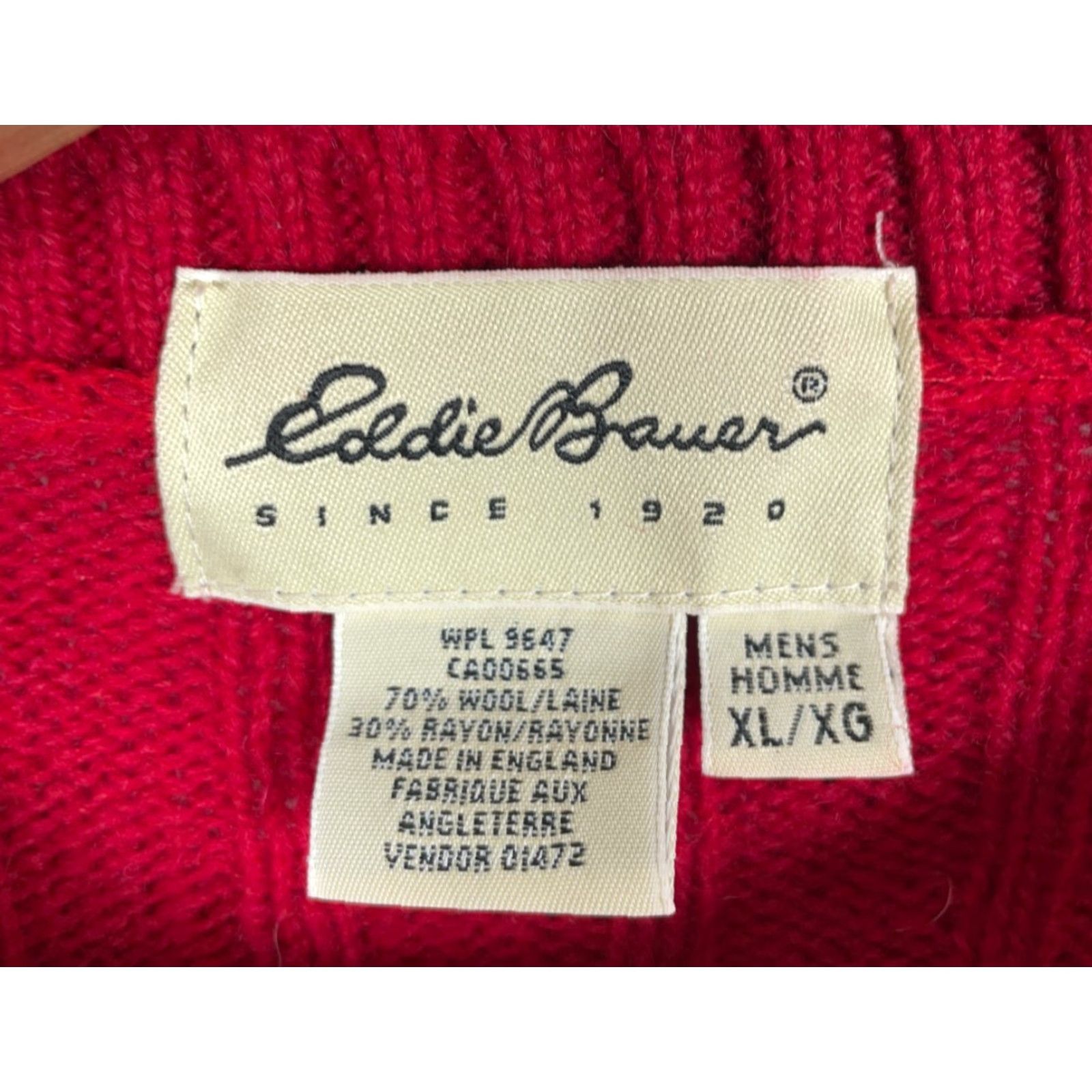 Eddie Bauer VINTAGE Eddie Bauer Sweater Men's XL Red Wool Blend Chunky-Knit Crewneck England Made Casual Pullover Heavyweight 90s, Classic, Dad, Preppy, Retro Size US XL / EU 56 / 4 - 3 Thumbnail