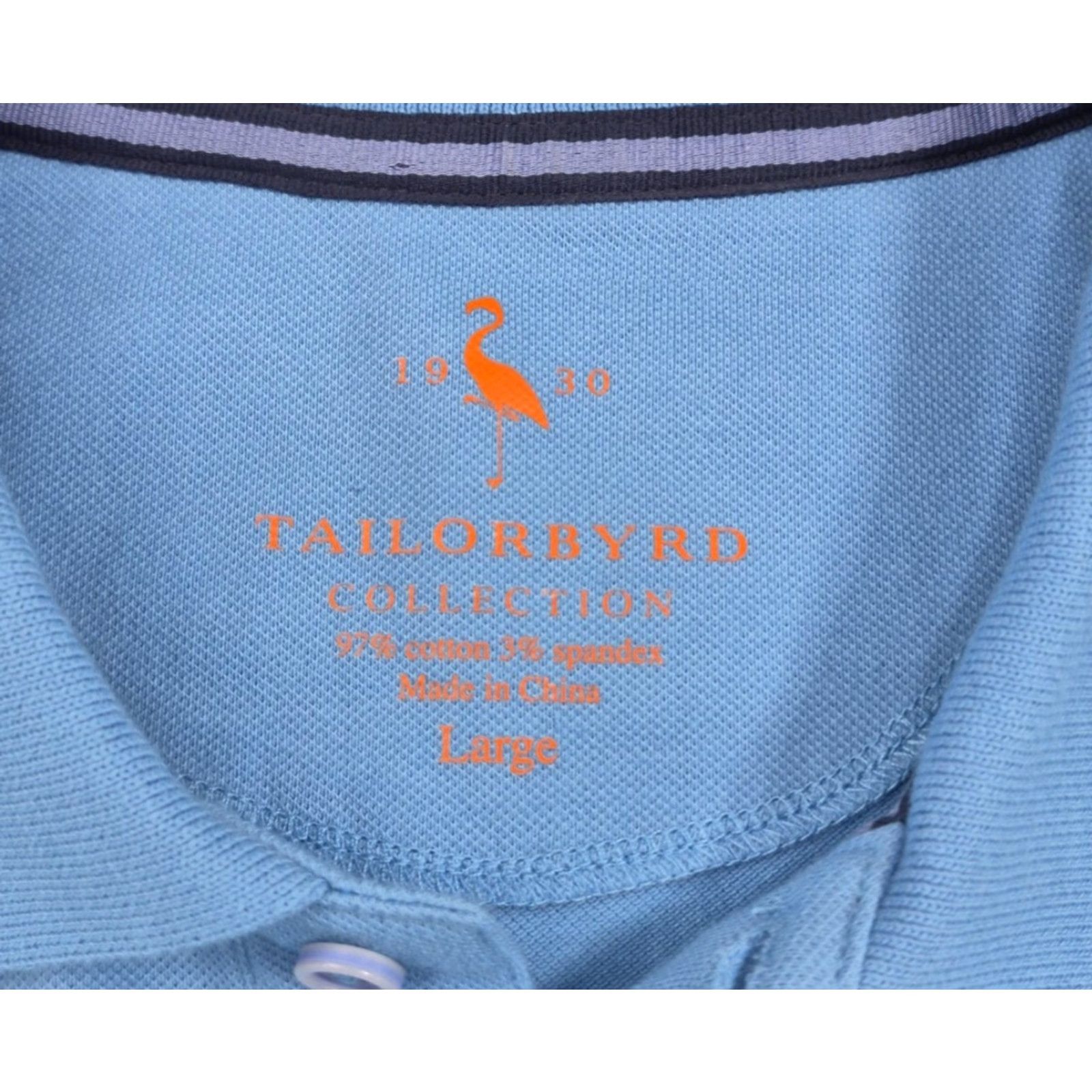 Tailorbyrd TailorByrd Collection Polo Shirt Mens Large Blue Solid Stretch Flamingo Logo Size US L / EU 52-54 / 3 - 5 Thumbnail