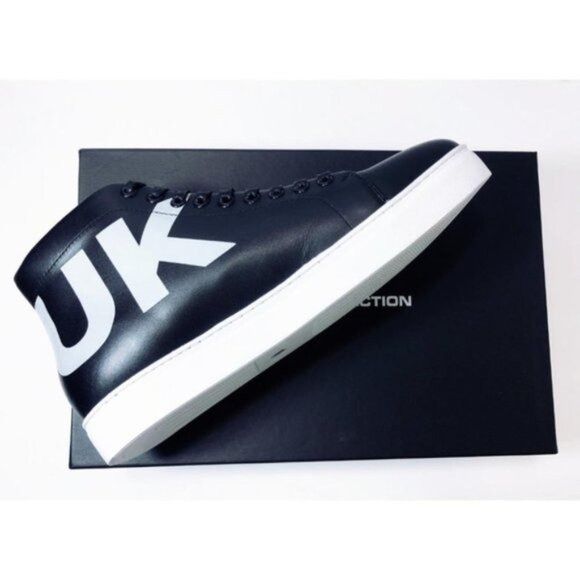 French Connection French Connection Mens Black White Logo Leather High Top Sne Size US 10.5 / EU 43-44 - 4 Thumbnail