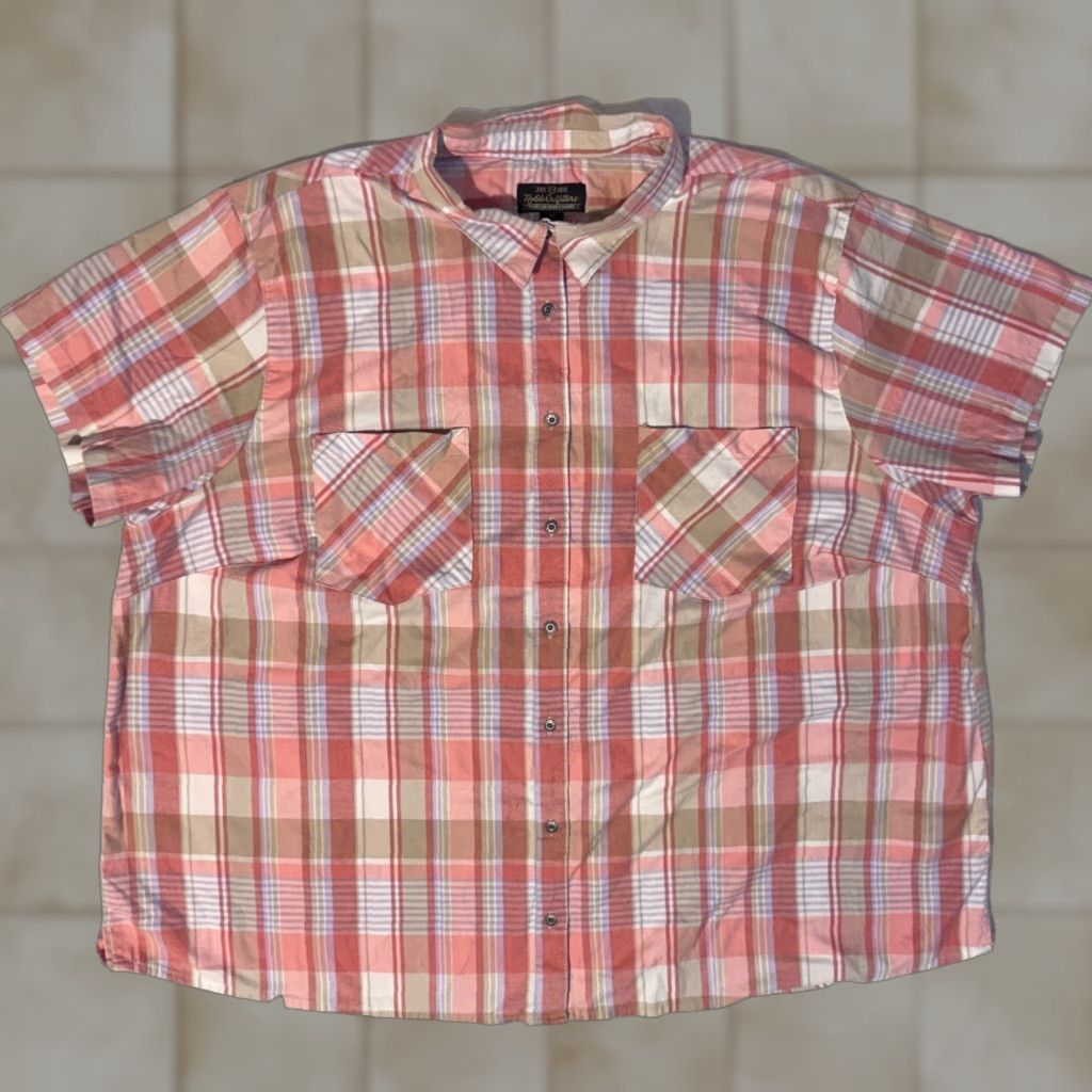 Pinko Noble Outfitters Pink Plaid Short Sleeve Button-Up Shirt 4XL Women Casual All Seasons Easy Care Cotton Plaid Button-Up Women Mens Girls Size XXL / US 16-18 / IT 52-54 - 1 Thumbnail